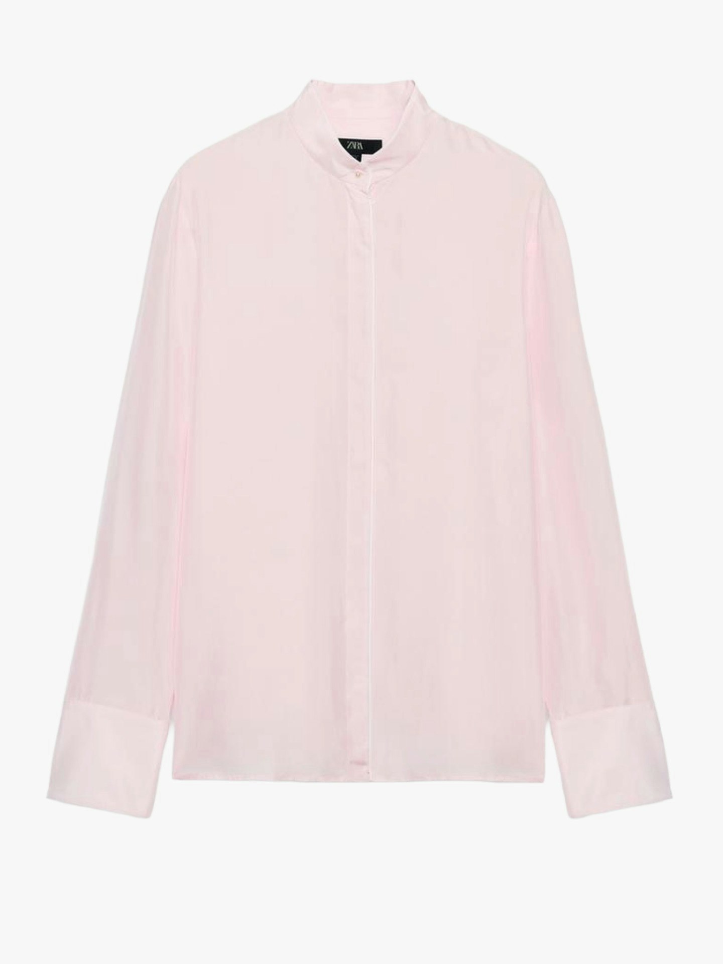 Zara, ZW Collection 100% Silk Shirt With Piping
