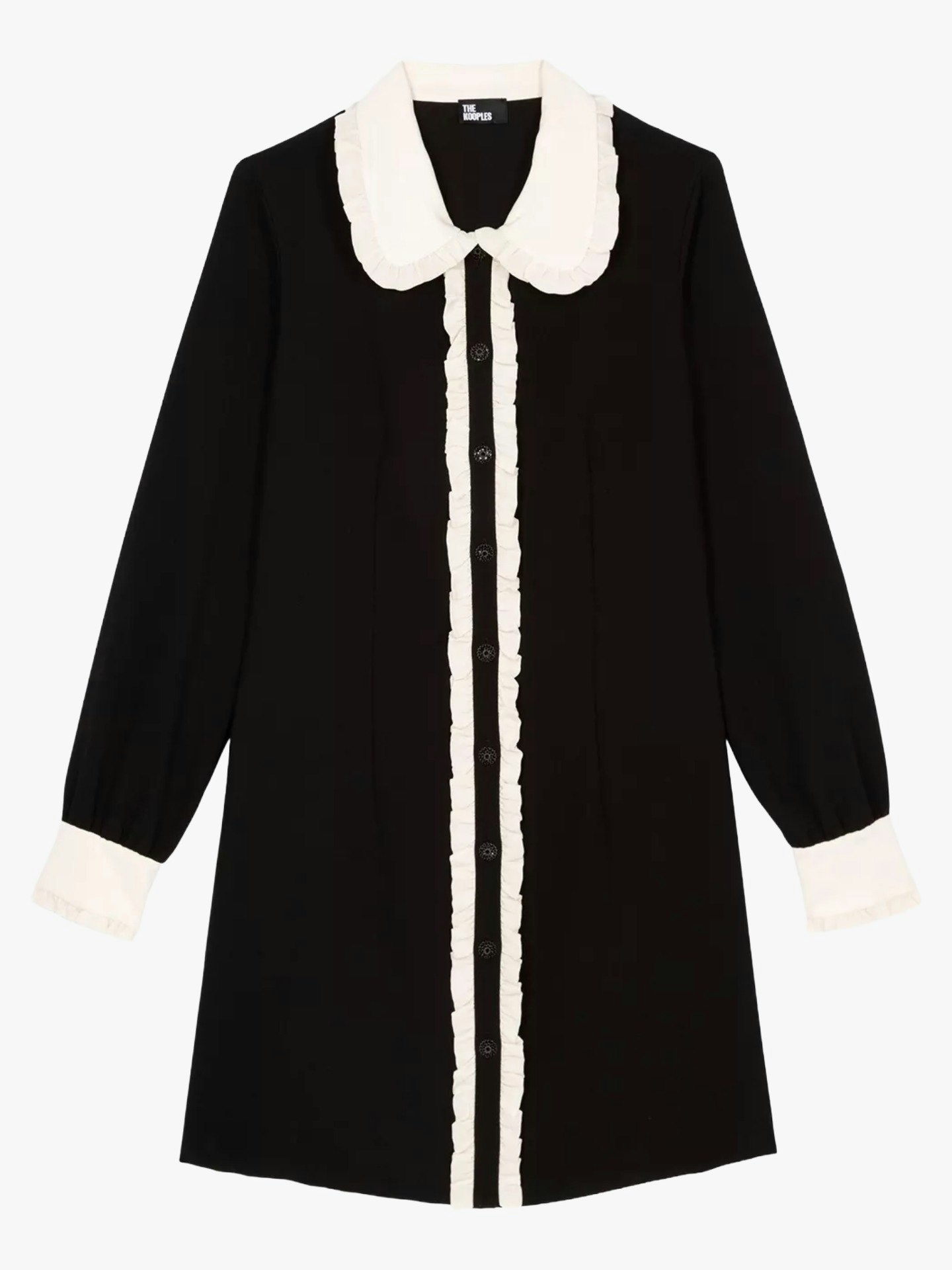 The Kooples, Frill-Collar Contrast-Trim Woven Mini Dress