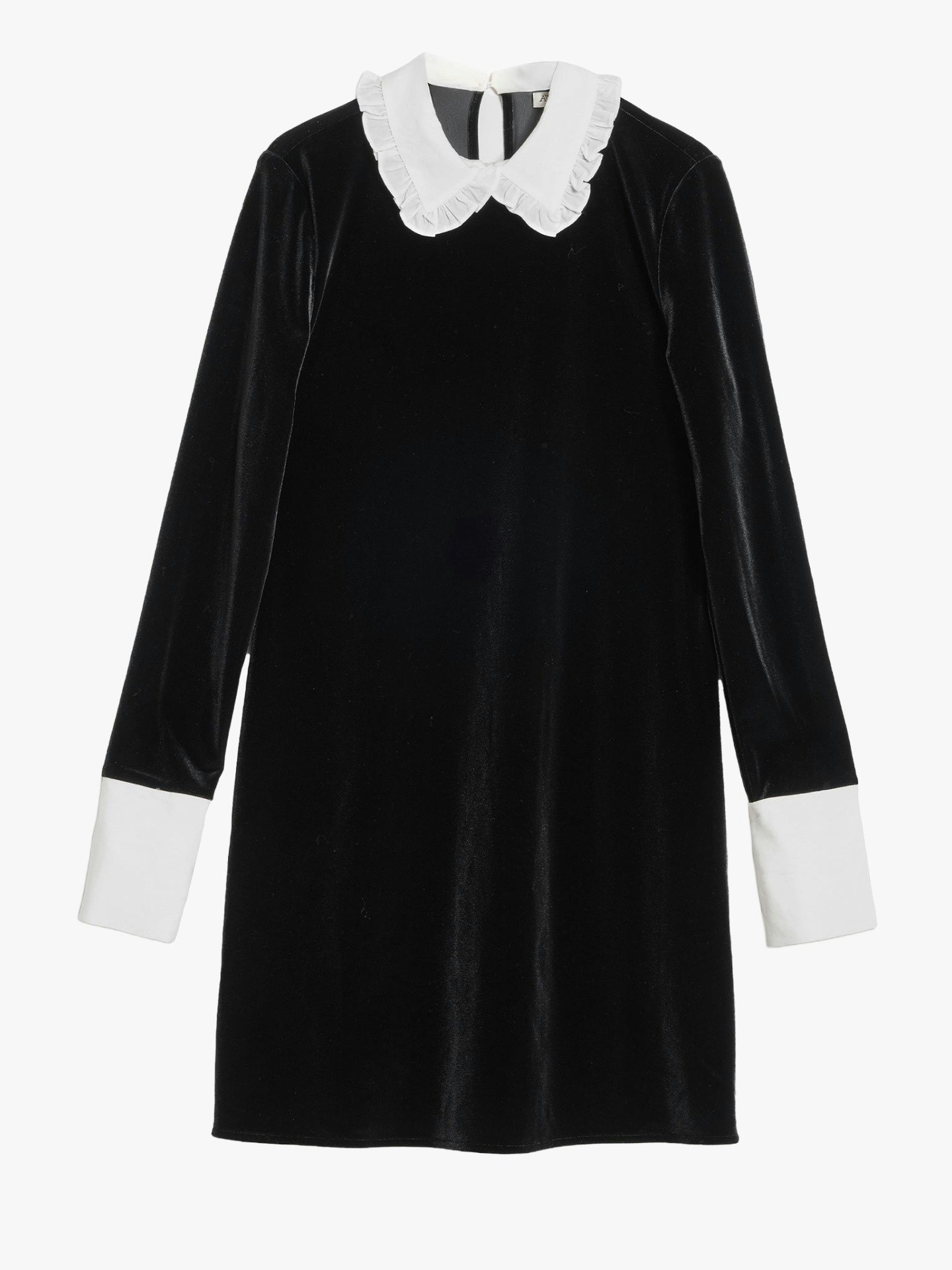 Albaray, Contrast Collar &amp; Cuff Velvet Dress