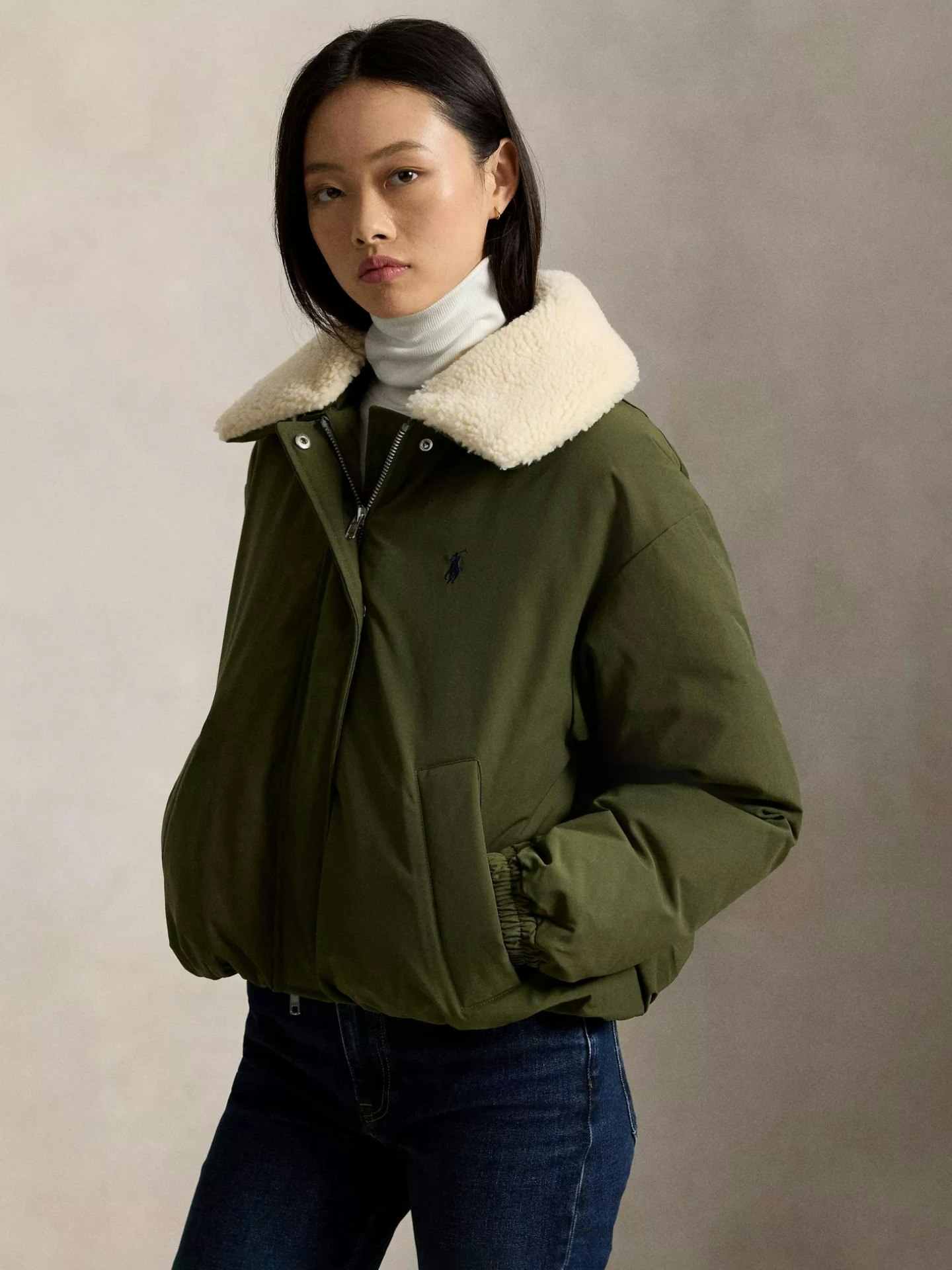 Ralph Lauren, Faux Fur Collar Bomber Jacket