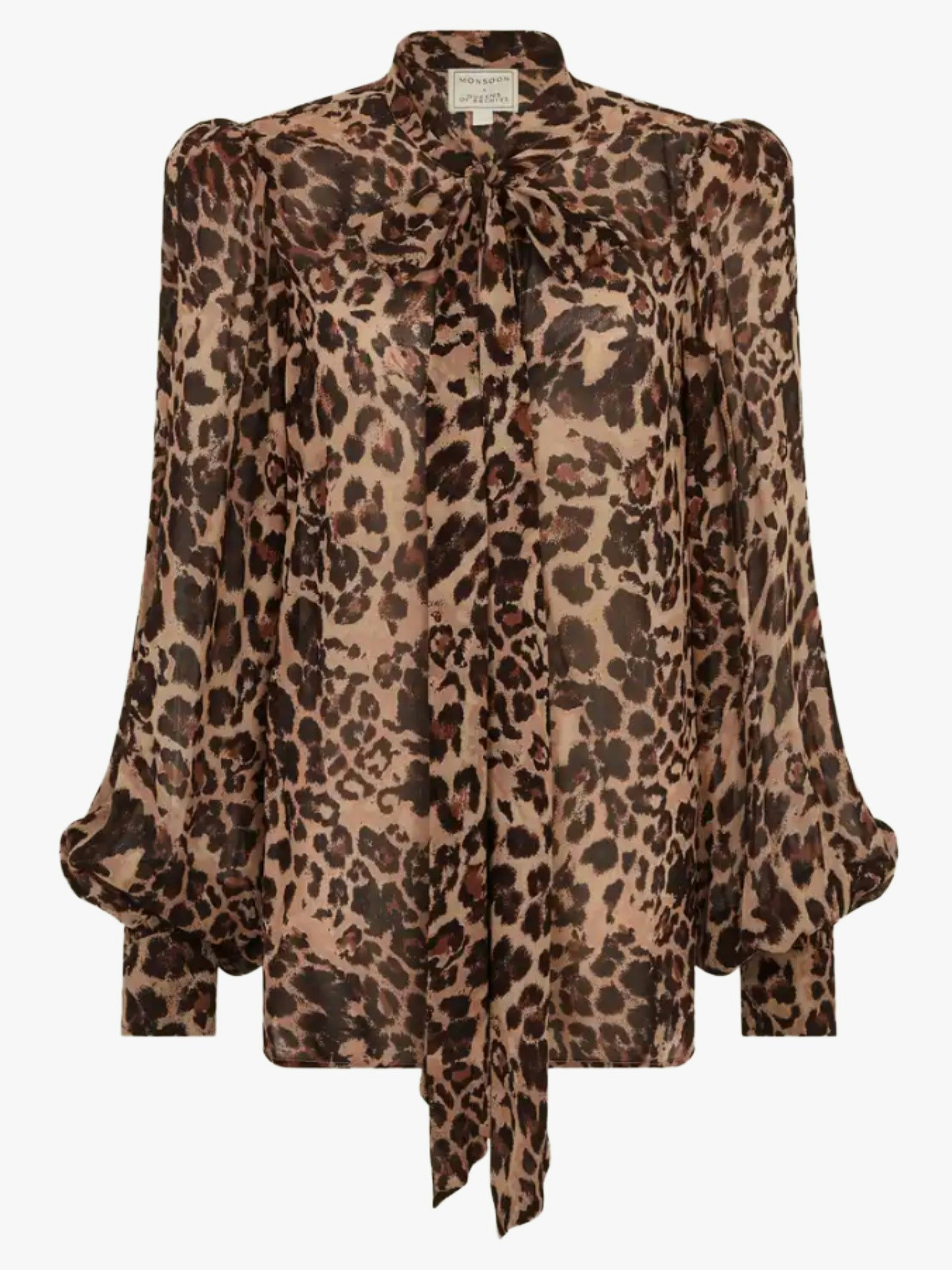 Lila Tie Neck Leopard Print Blouse