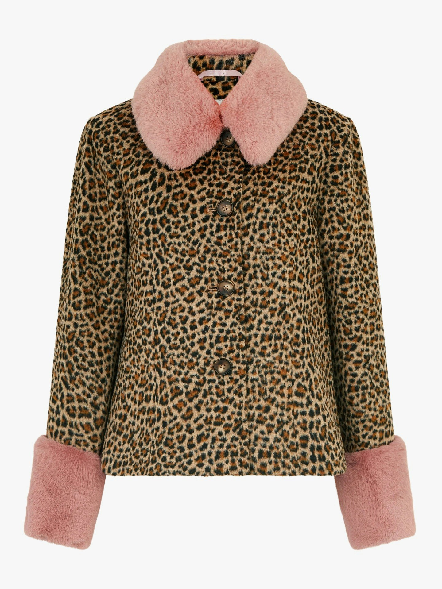 Camilla Short Faux Fur Leopard Print Coat