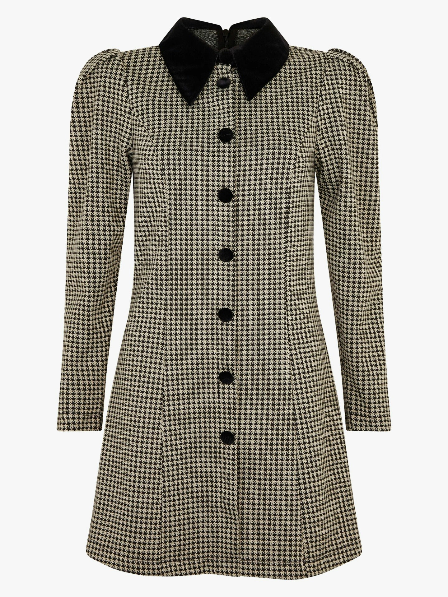 Mary Velvet Collar Houndstooth Mini Dress
