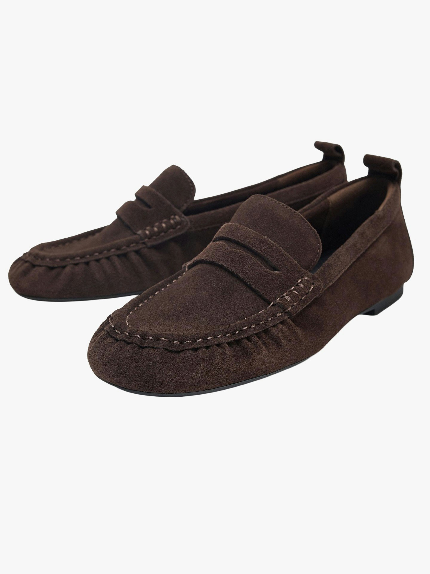 Zara, Gathered Split Suede Loafers