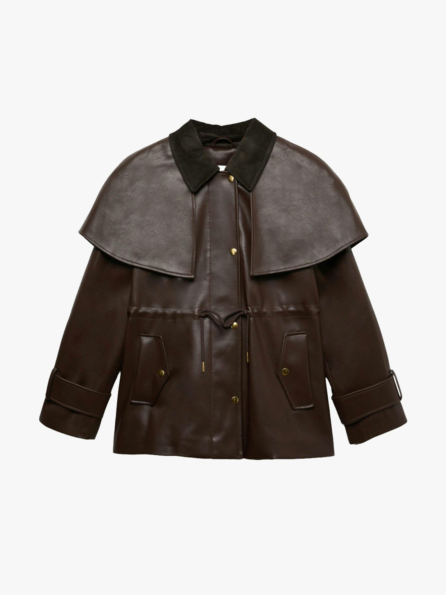 M&amp;S, Faux Leather Collared Jacket 