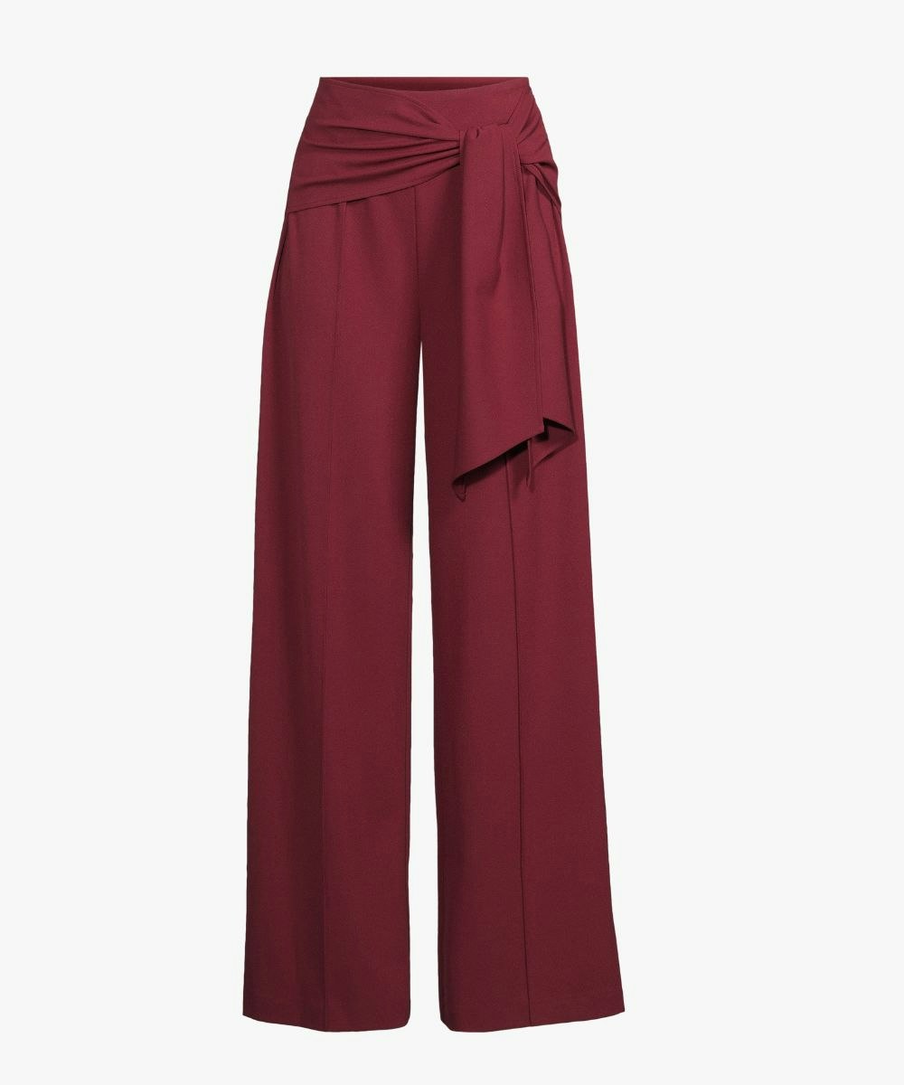 Very, Womens Tie Detail Wide Leg Co Ord Trousers - Burgundy