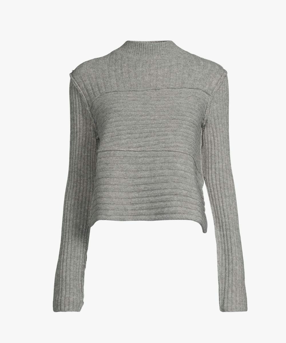 Very, Womens Ribbed Panel Soft Knit Co Ord Jumper - Grey