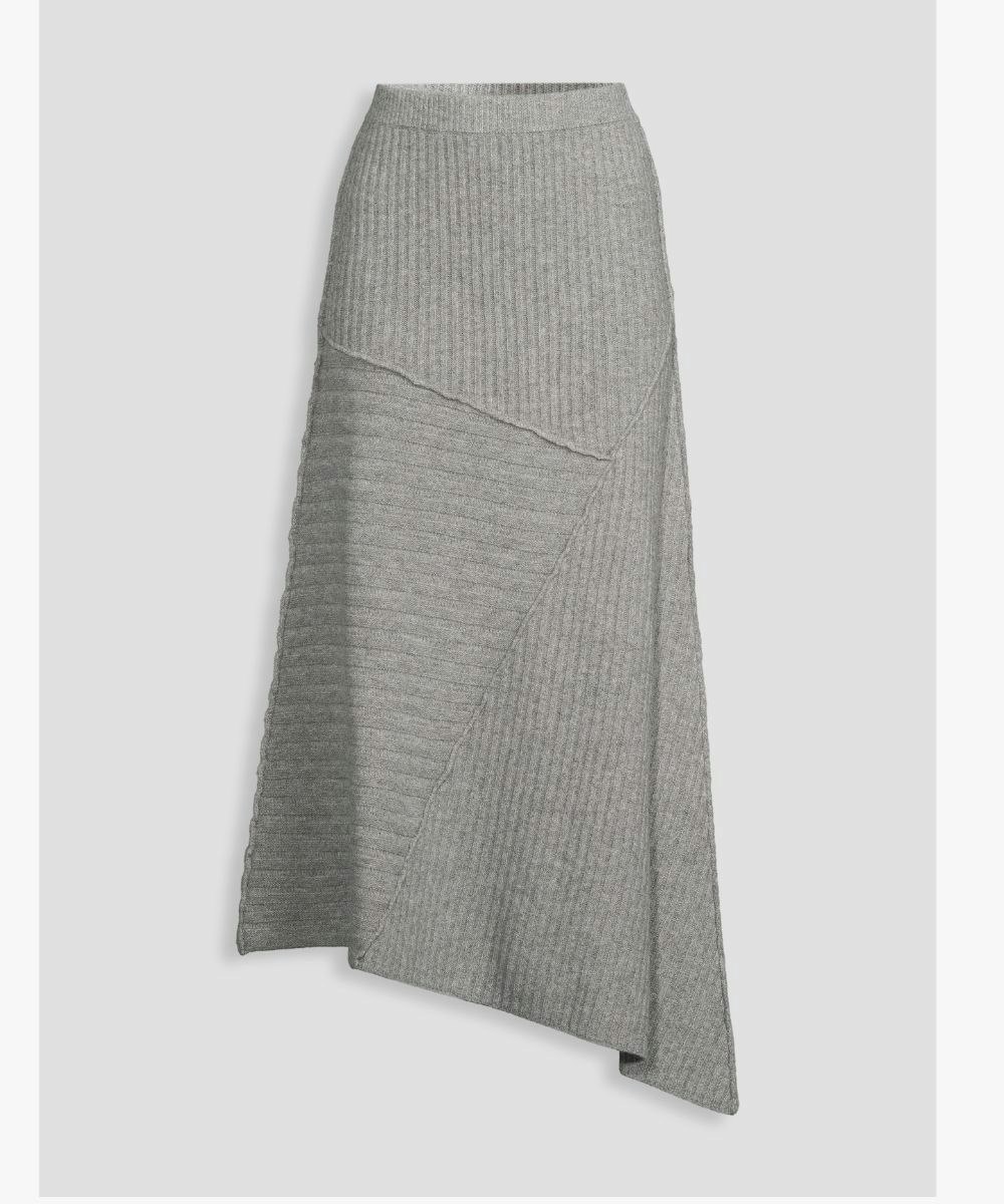Very, Womens Ribbed Asymmetric Panelled Knit Co Ord Maxi Skirt - Grey
