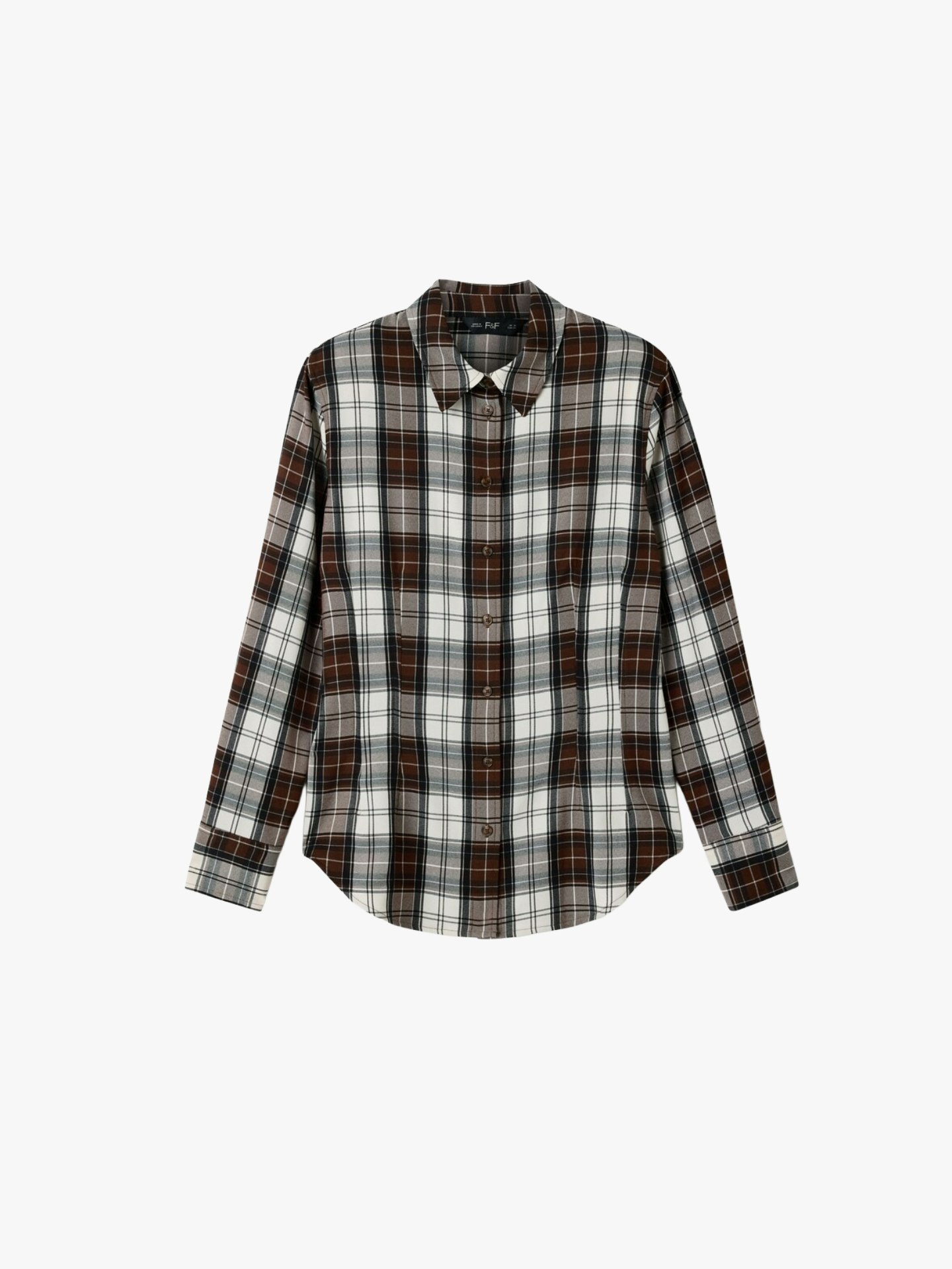 Tesco F&amp;F, Check Shoulder Pad Cinched Shirt In Multi Brown