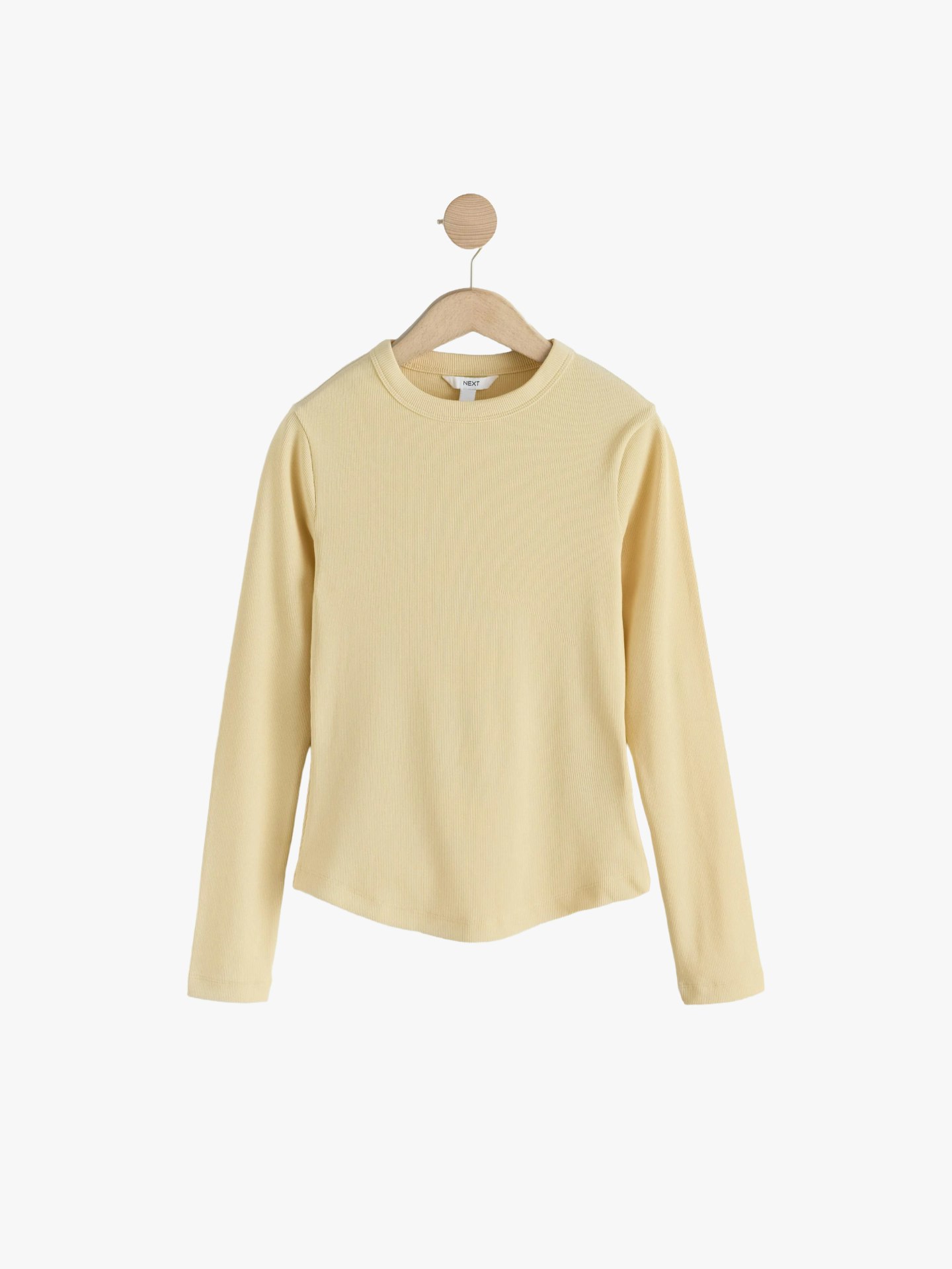 Next, Yellow Long Sleeve Ribbed Crew Neck Top