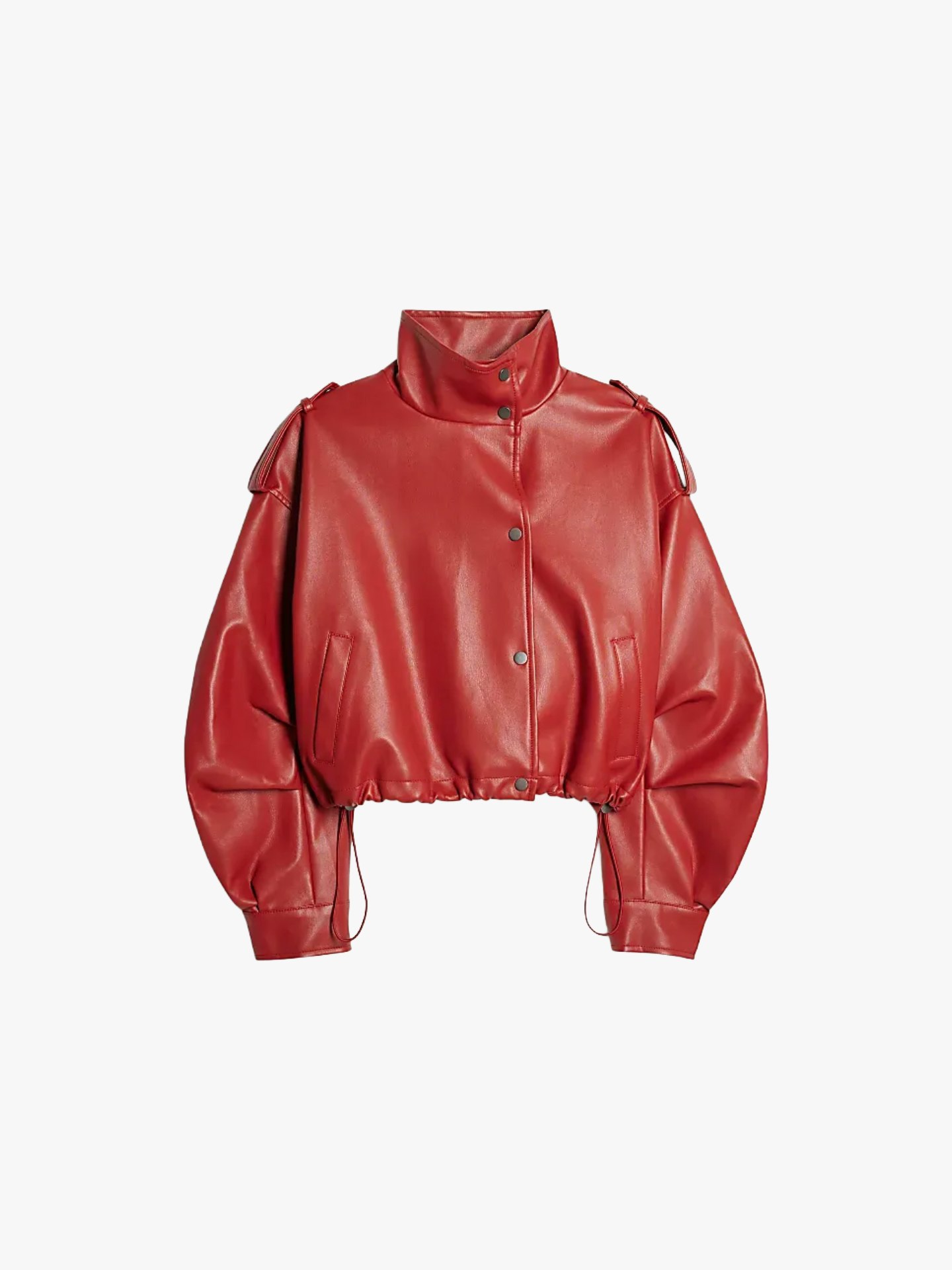 River Island, Red Funnel Ruched Sleeve Bomber Jacket