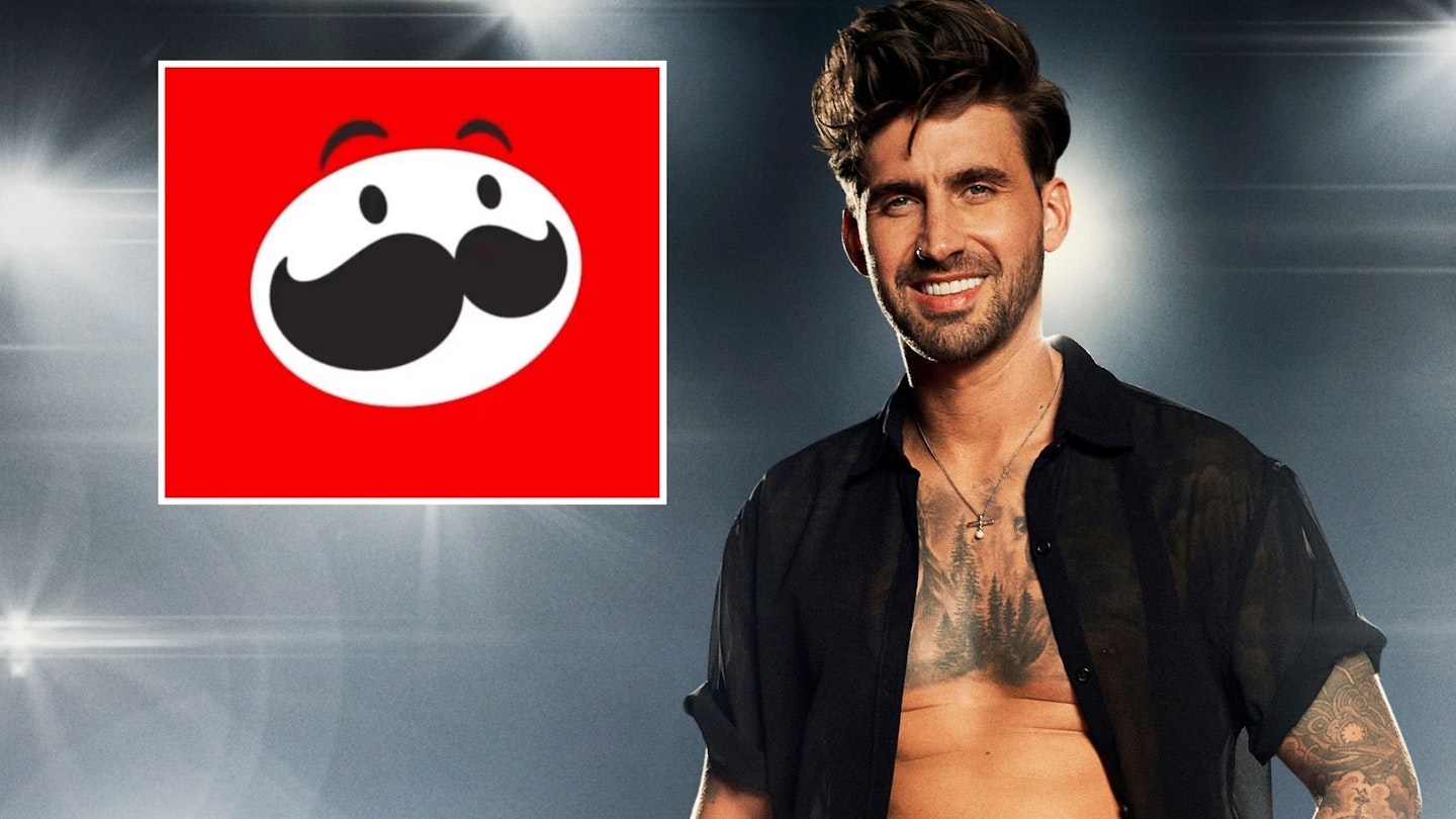 Chris Taylor and the pringles logo in a comped image