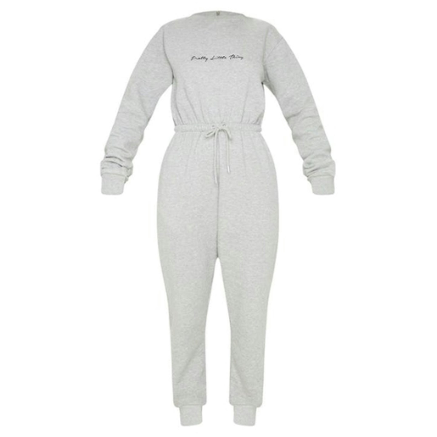 Pretty Little Thing Grey Embroidered Sweat Jumpsuit