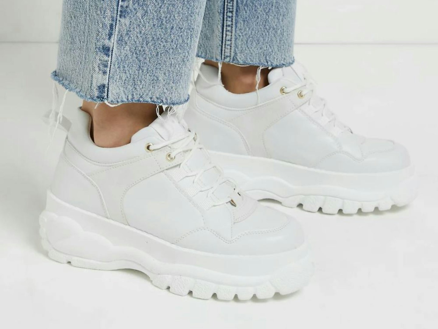 River Island White Chunky Flatform Trainers