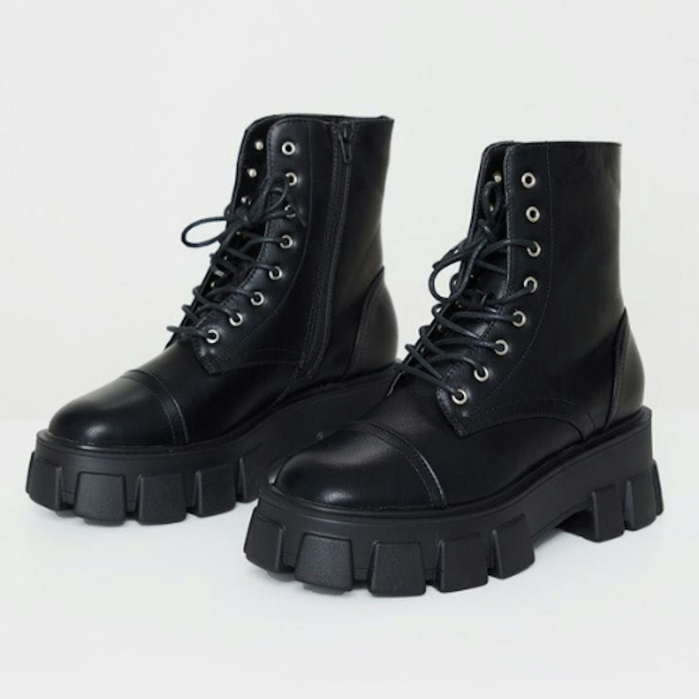 Black Lace Up Extreme Chunky Hiker Boot