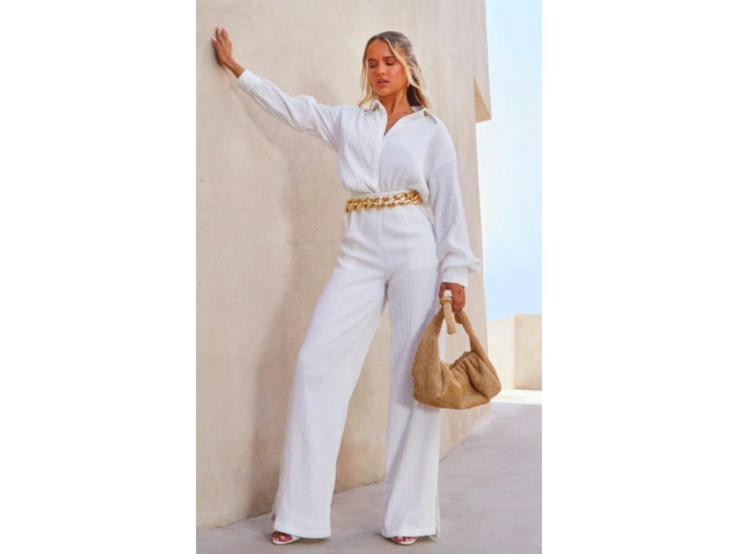 White Linen Drape Jumpsuit