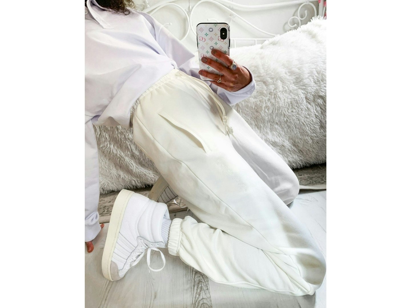 adidas Originals 'Cosy Comfort' oversized cuffed joggers in off white