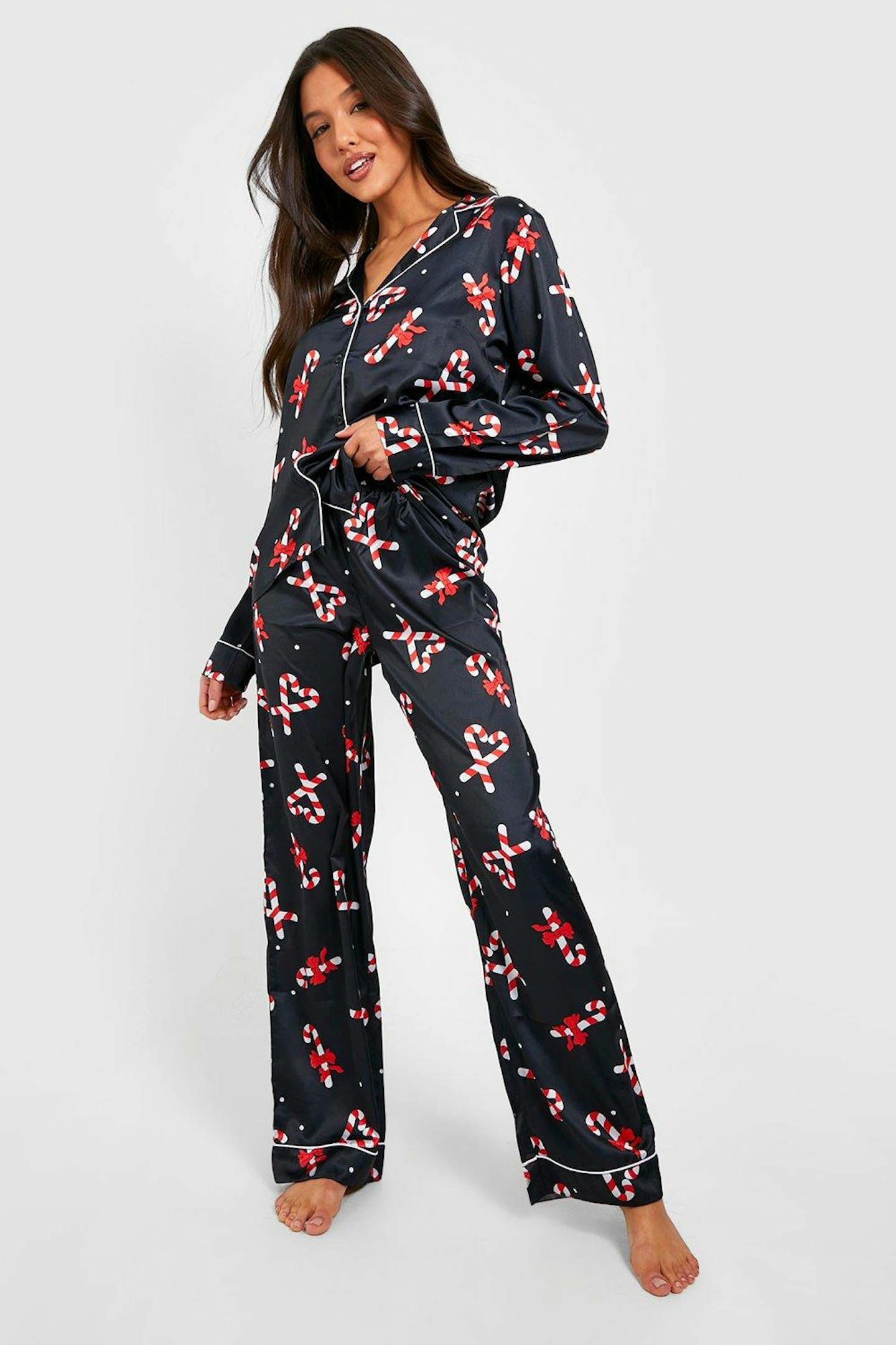 Christmas Candy Cane Satin Pyjamas