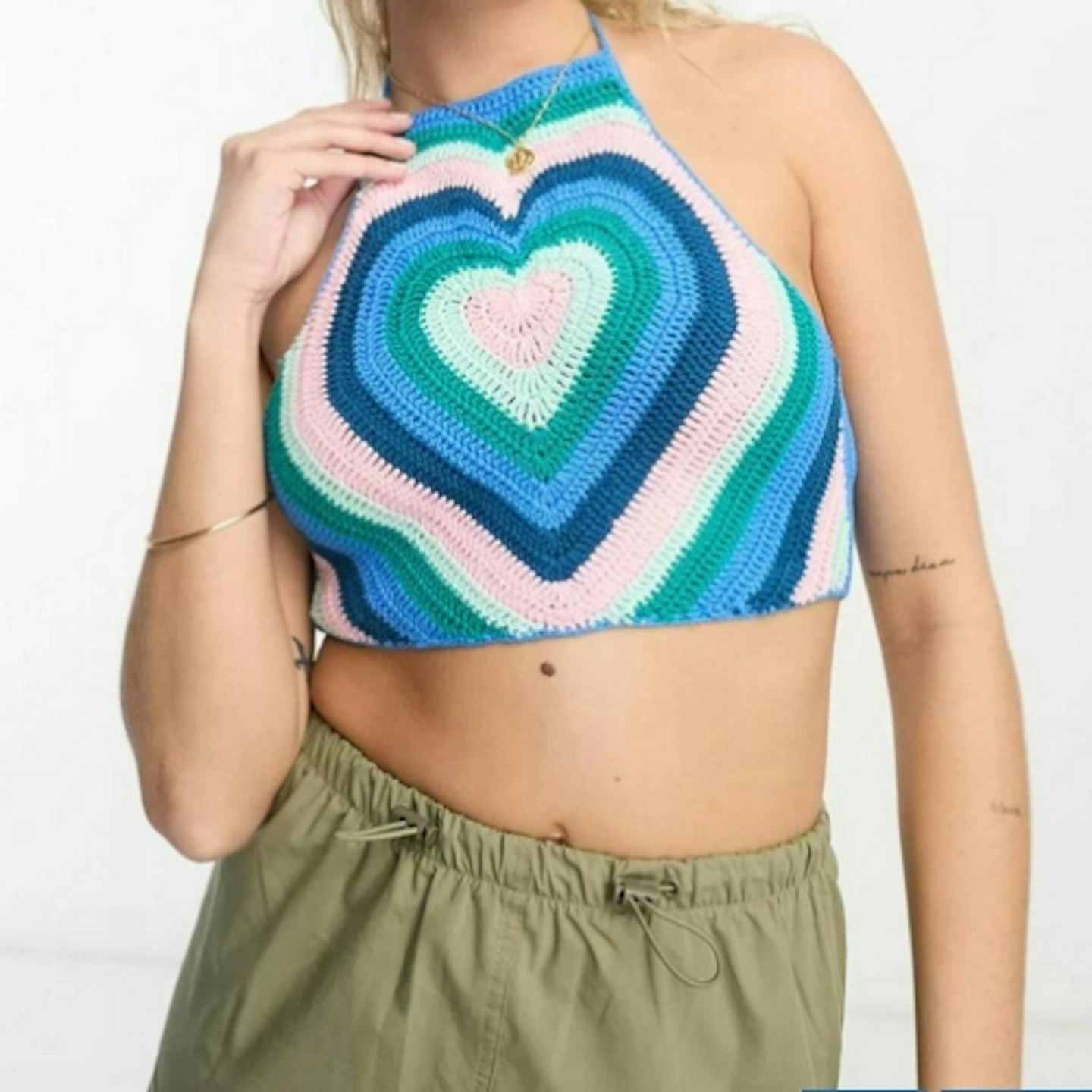 ASOS Design Crochet Heart Crop Top