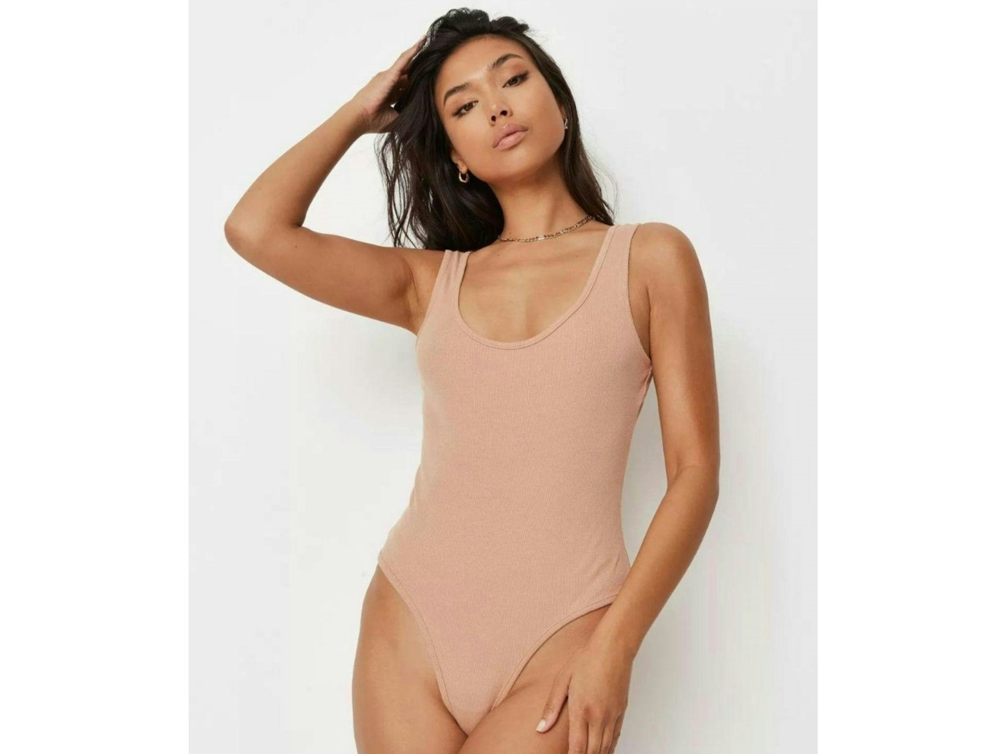 Camel Rib Scoop Neck Bodysuit