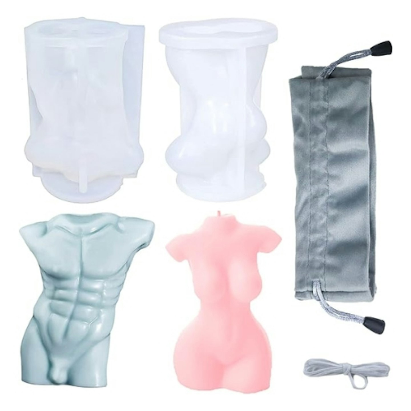 Two Piece Silicone Female And Male Body Candle Mould