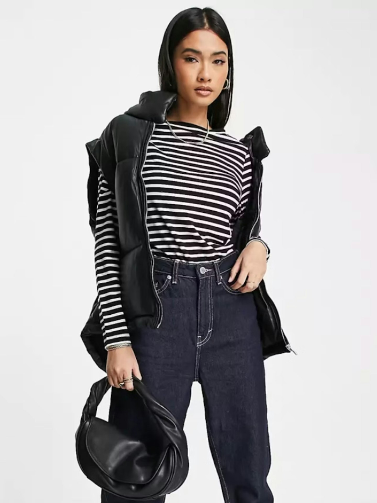 ASOS Design Long Sleeve Striped T-Shirt in Navy