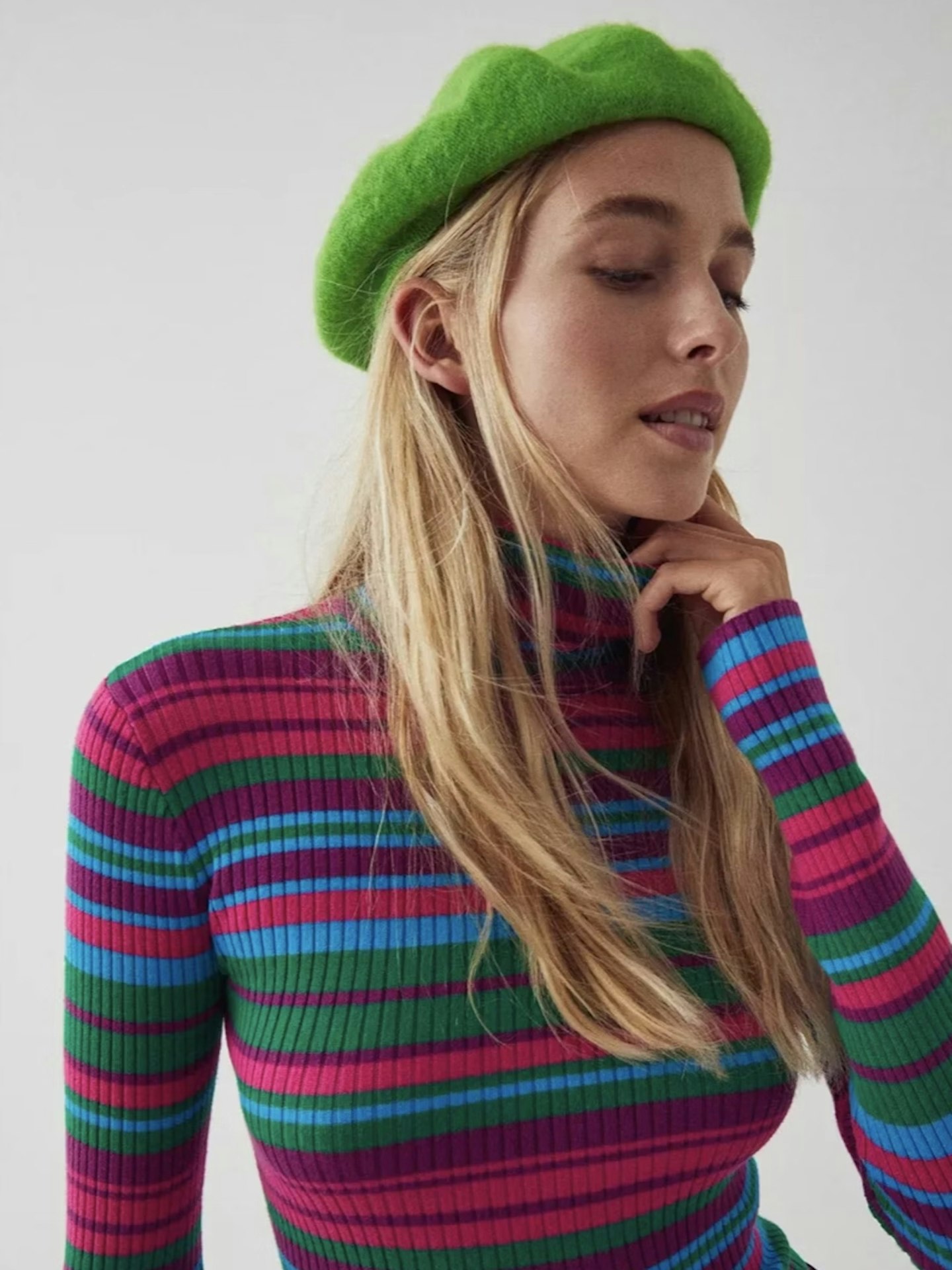 Warehouse Mixed Stripe Roll Neck Knit Jumper