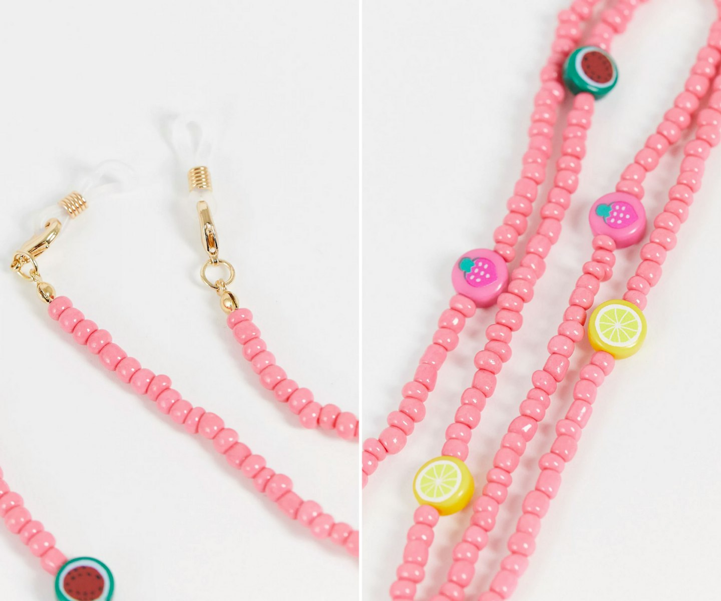 ASOS Pieces Fruit Charms Sunglasses Chain in Pink