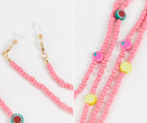 ASOS Pieces Fruit Charms sunglasses chain in pink