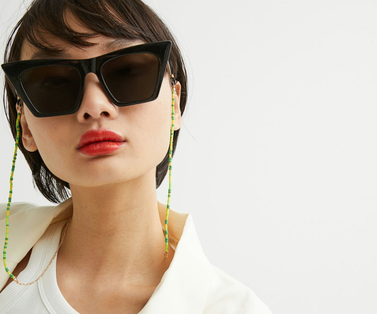 H&M Gold/Green Beaded Sunglasses Chain