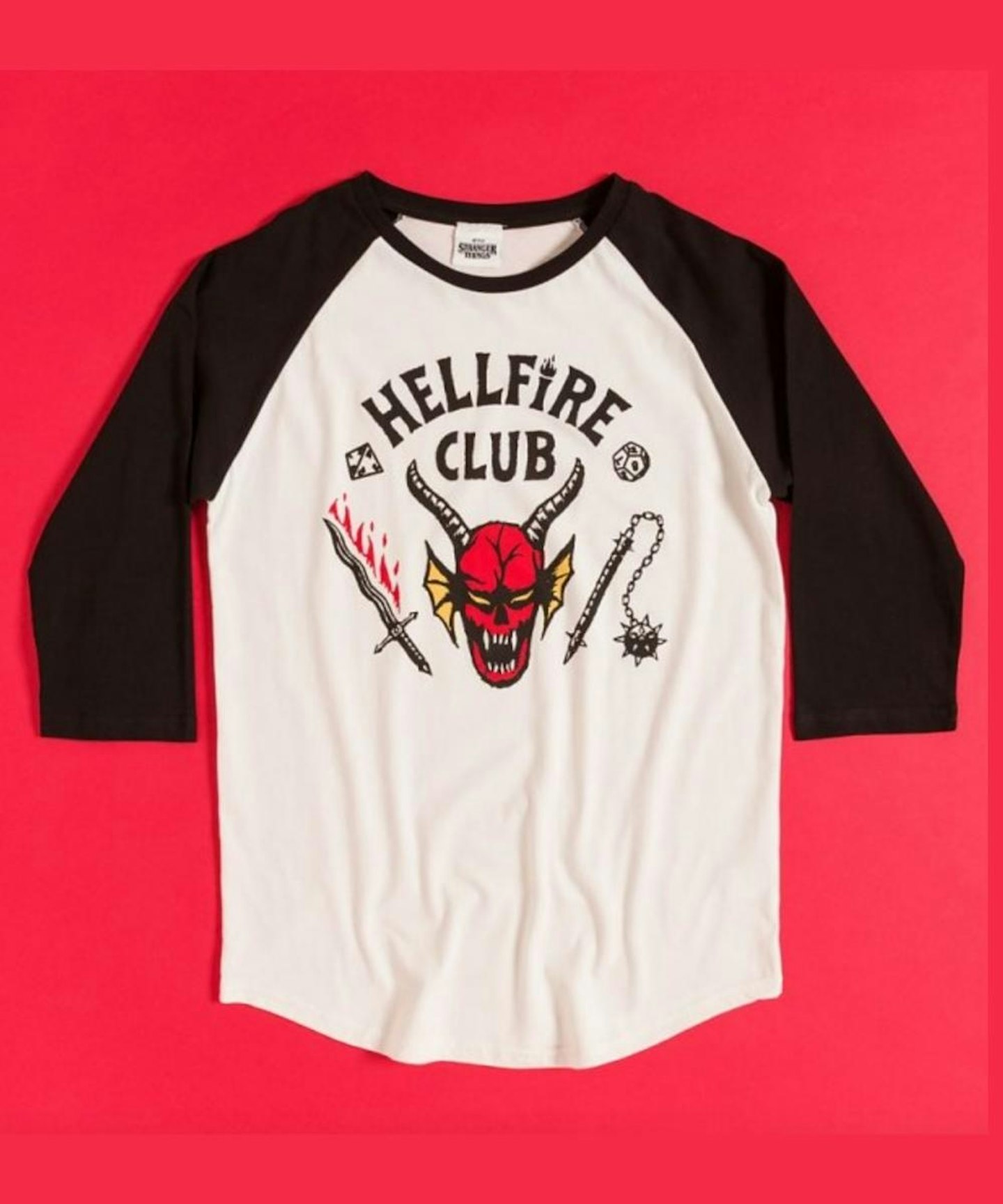 Hell Fire Club Stranger Hellfire Club Things 3/4 Sleeve Baseball T-Shirt
