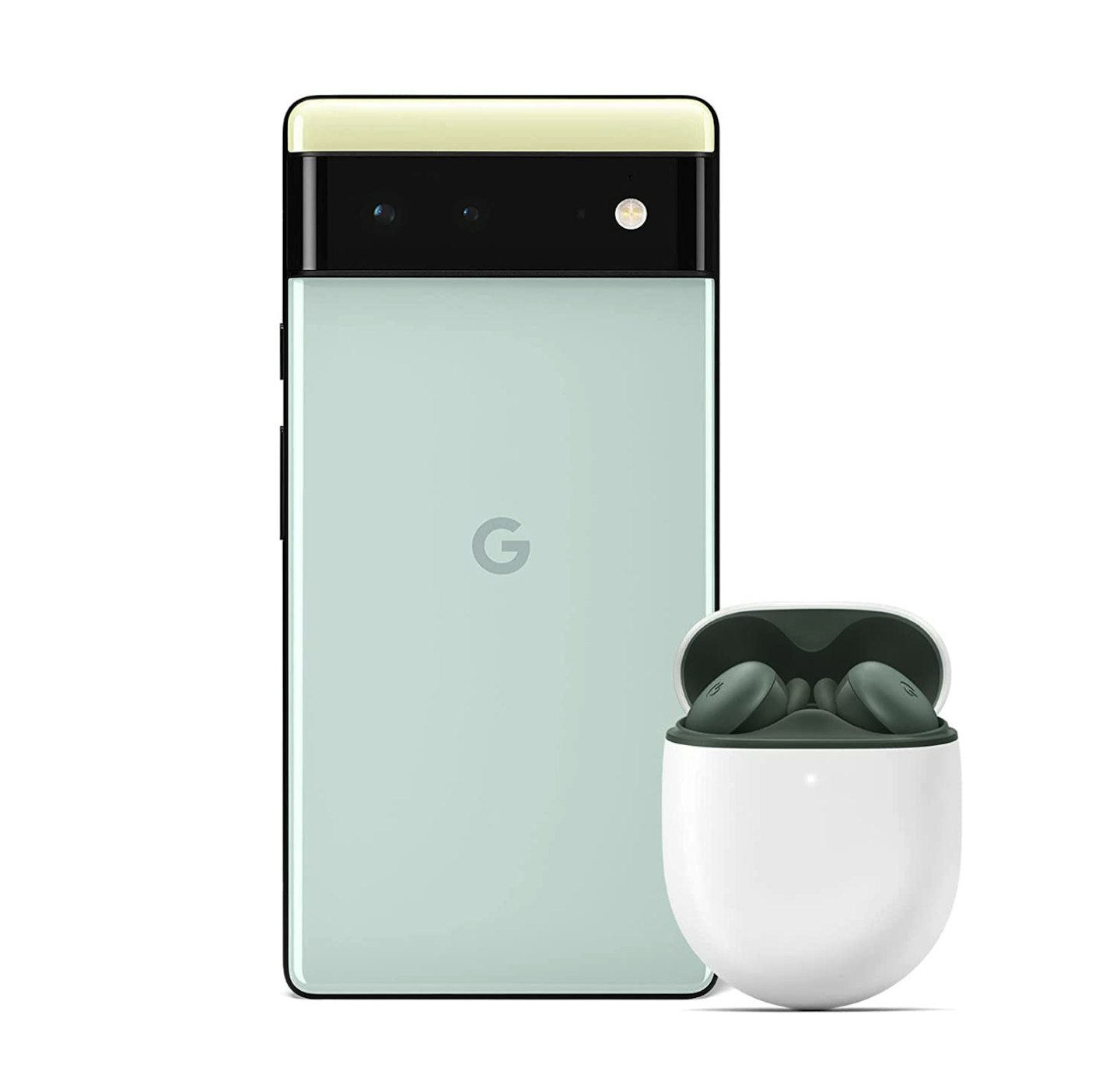 Google Pixel 6 128 GB Sorta Seafoam with Pixel Buds Dark Olive