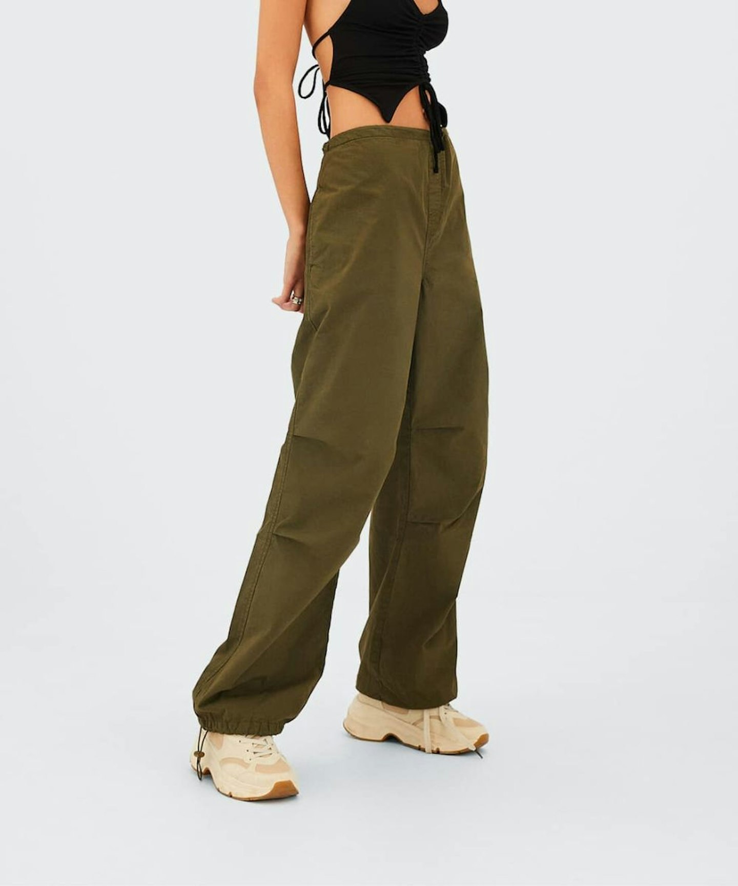 Poplin parachute trousers with stoppers