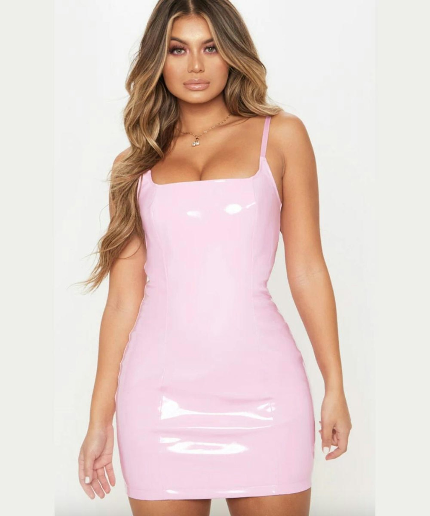 Baby Pink PU Bodycon Dress