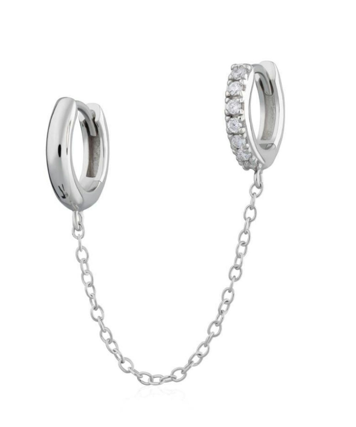 Chain Linked Mismatched Huggie Hoop Single Earring