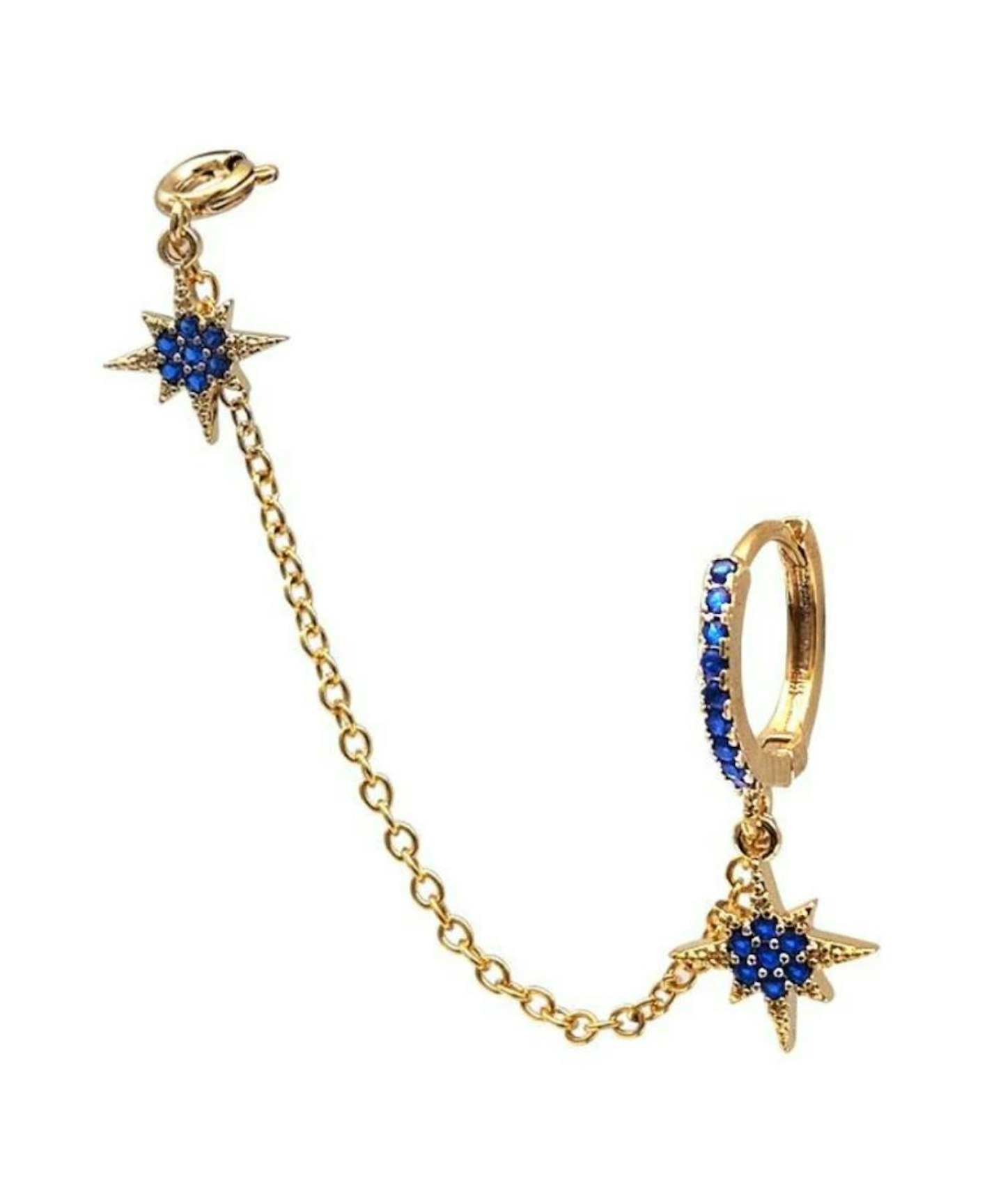 PINKNOISE Gold Blue Star Hoop & Chain