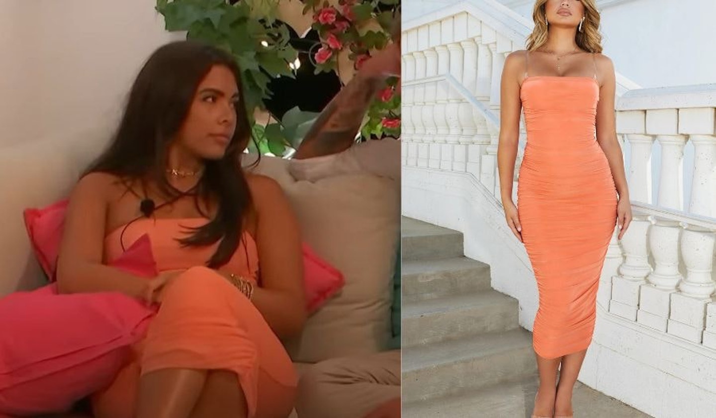 Gemma Owen's orange midi dress