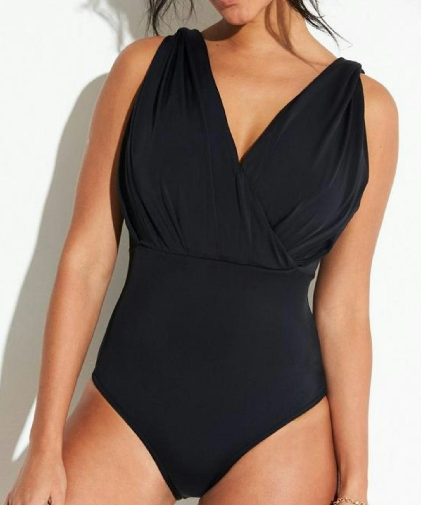 V by Very Shape Enhancing Draped Swimsuit - Black
