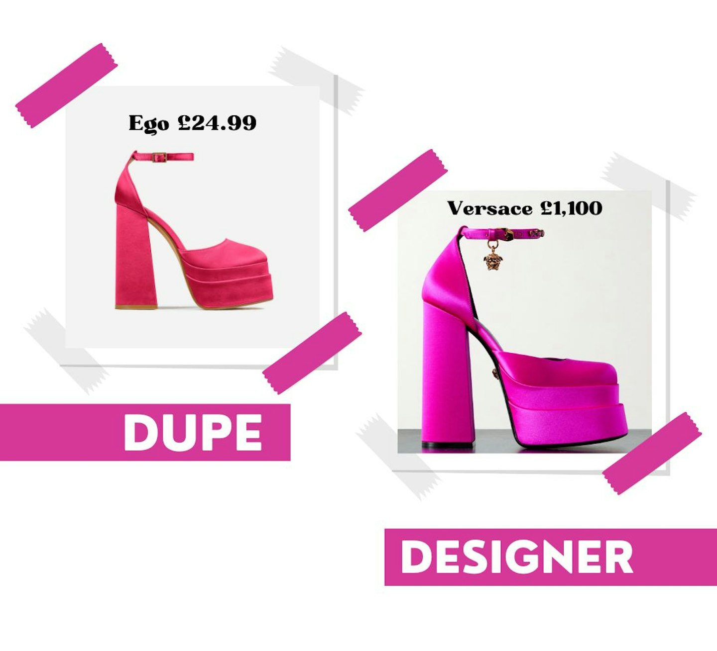 Ego and Versace pink platform heels