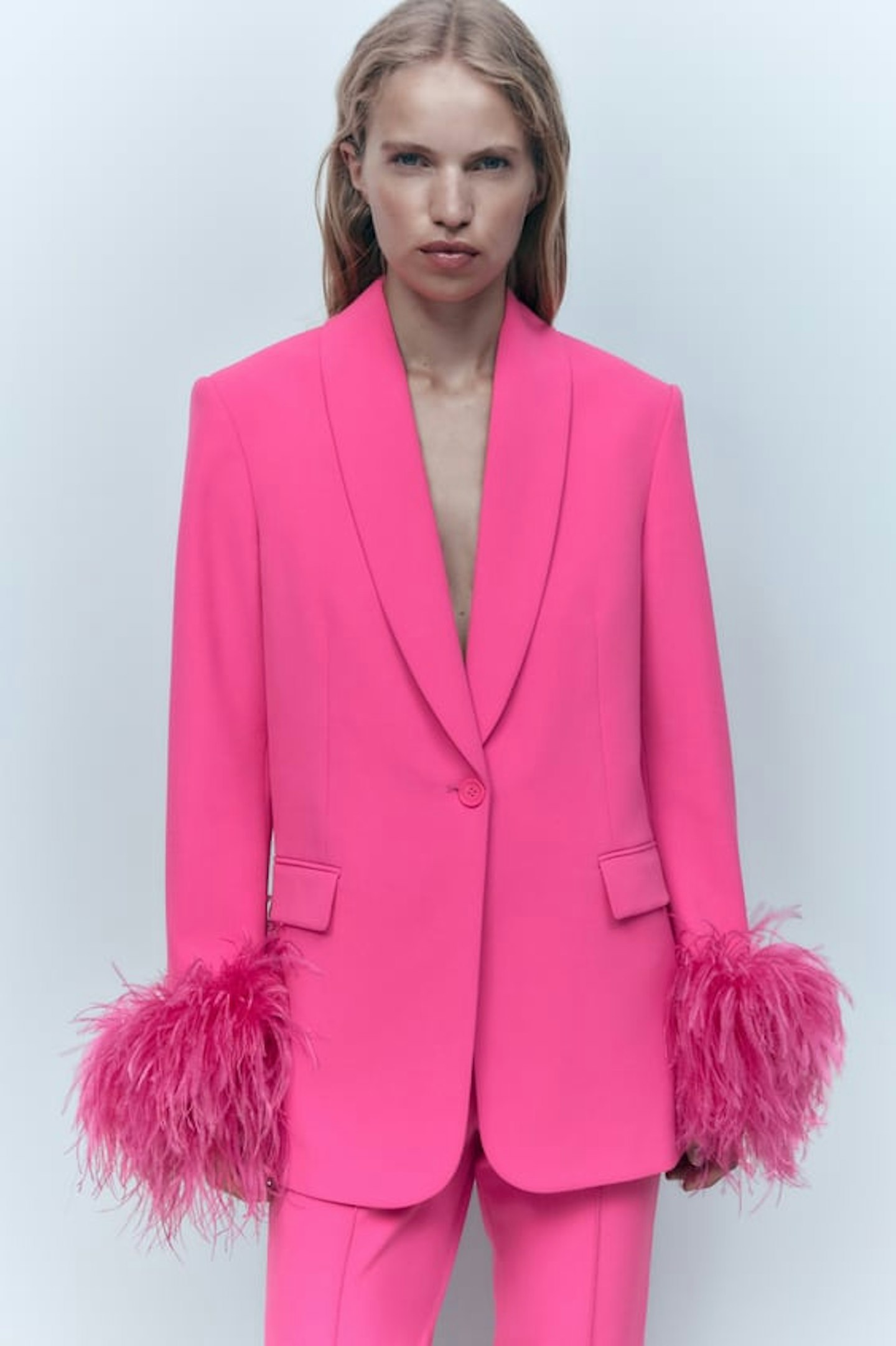 Straight Blazer with Feathers