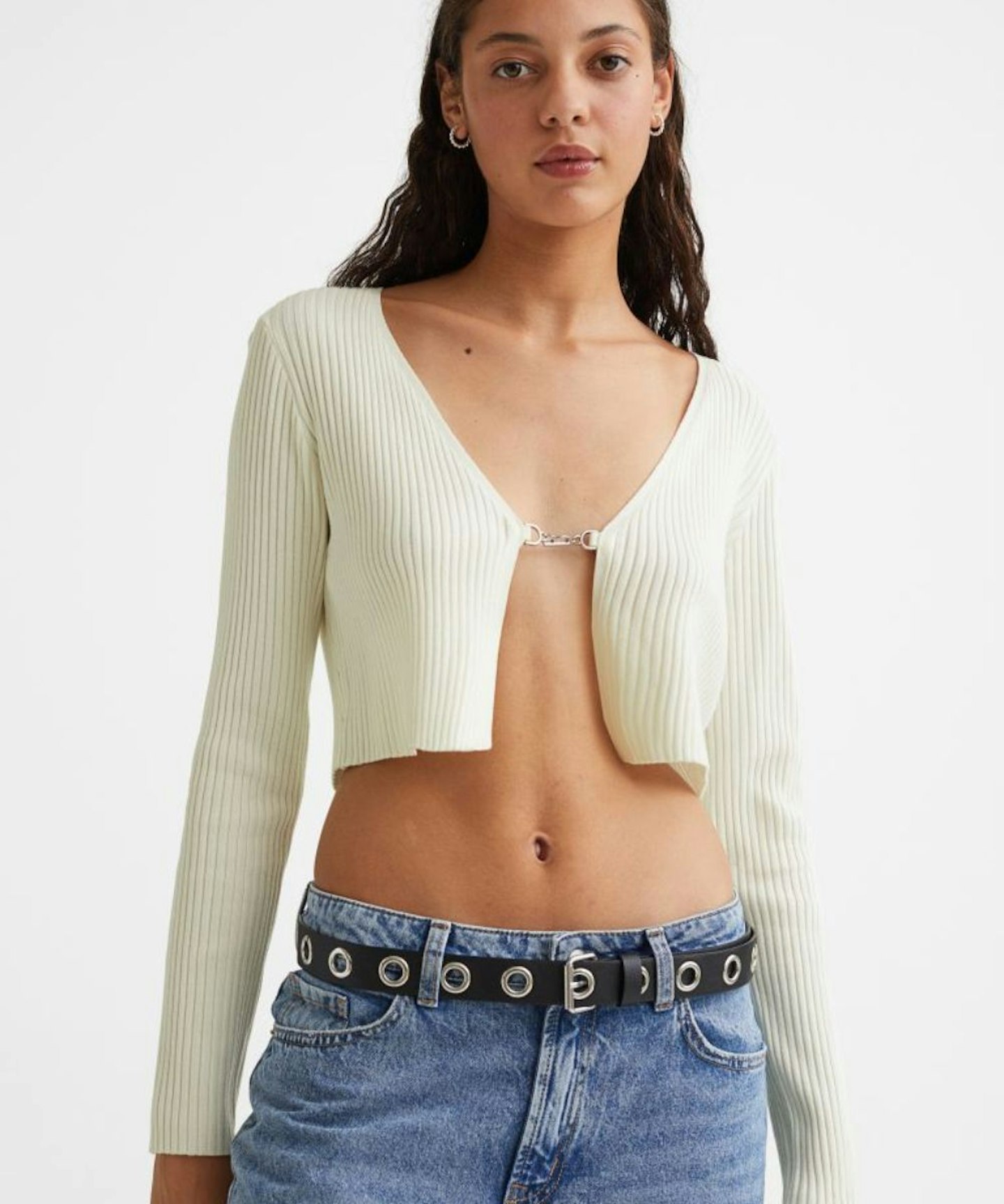 H&M Cropped rib-knit cardigan