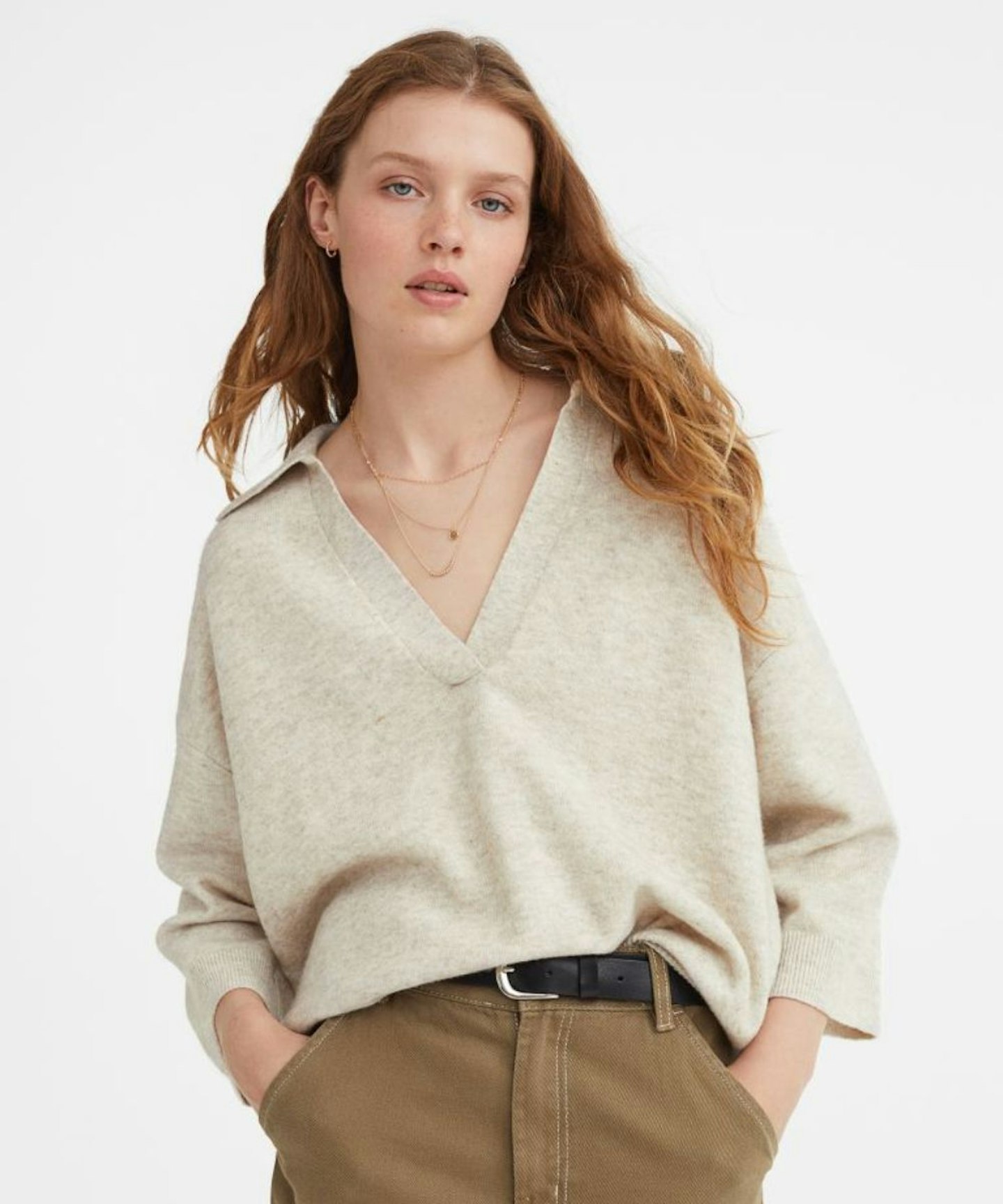 H&M Fine-knit collared jumper