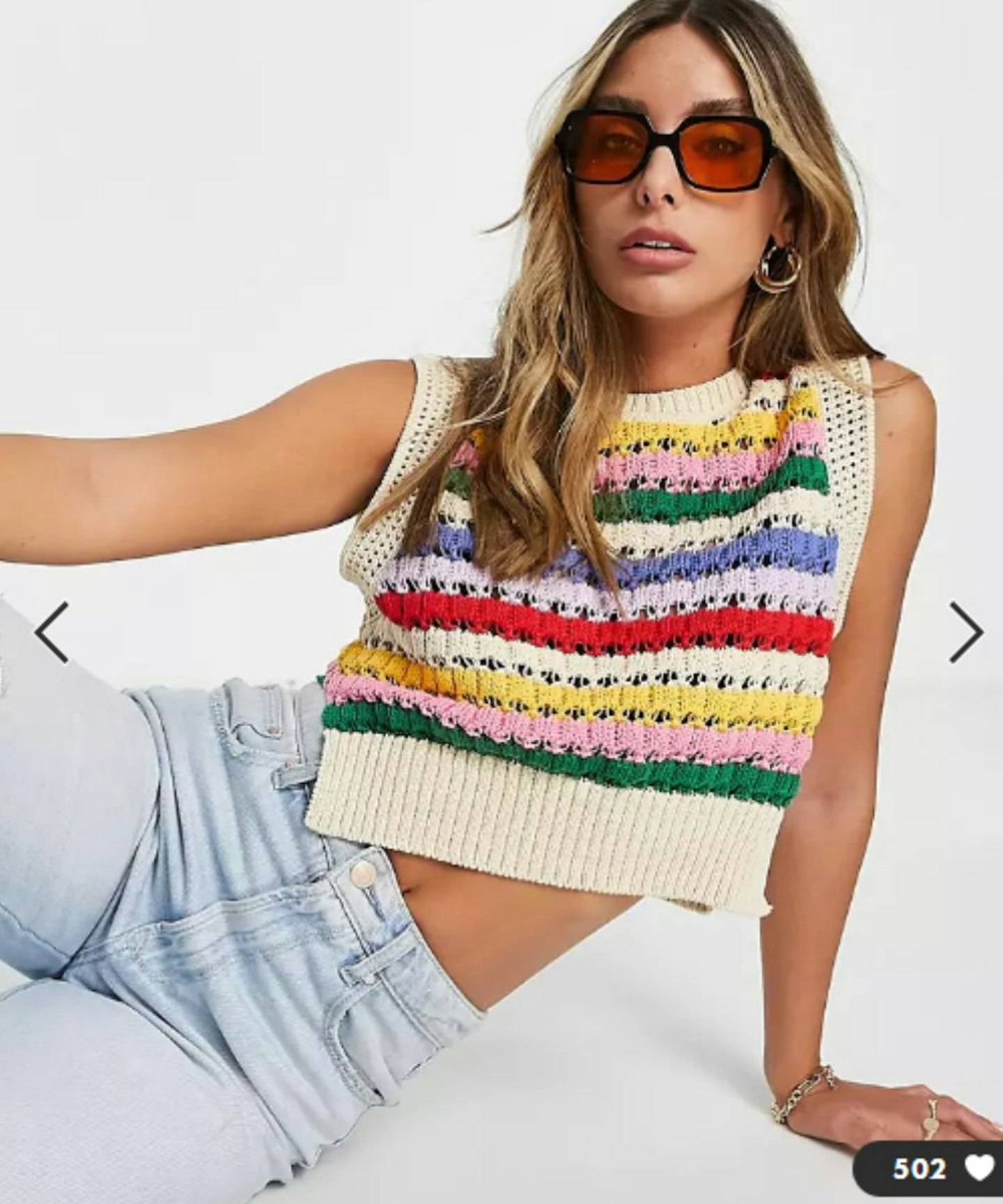 Edited Cropped Sweater Vest in Rainbow Knit