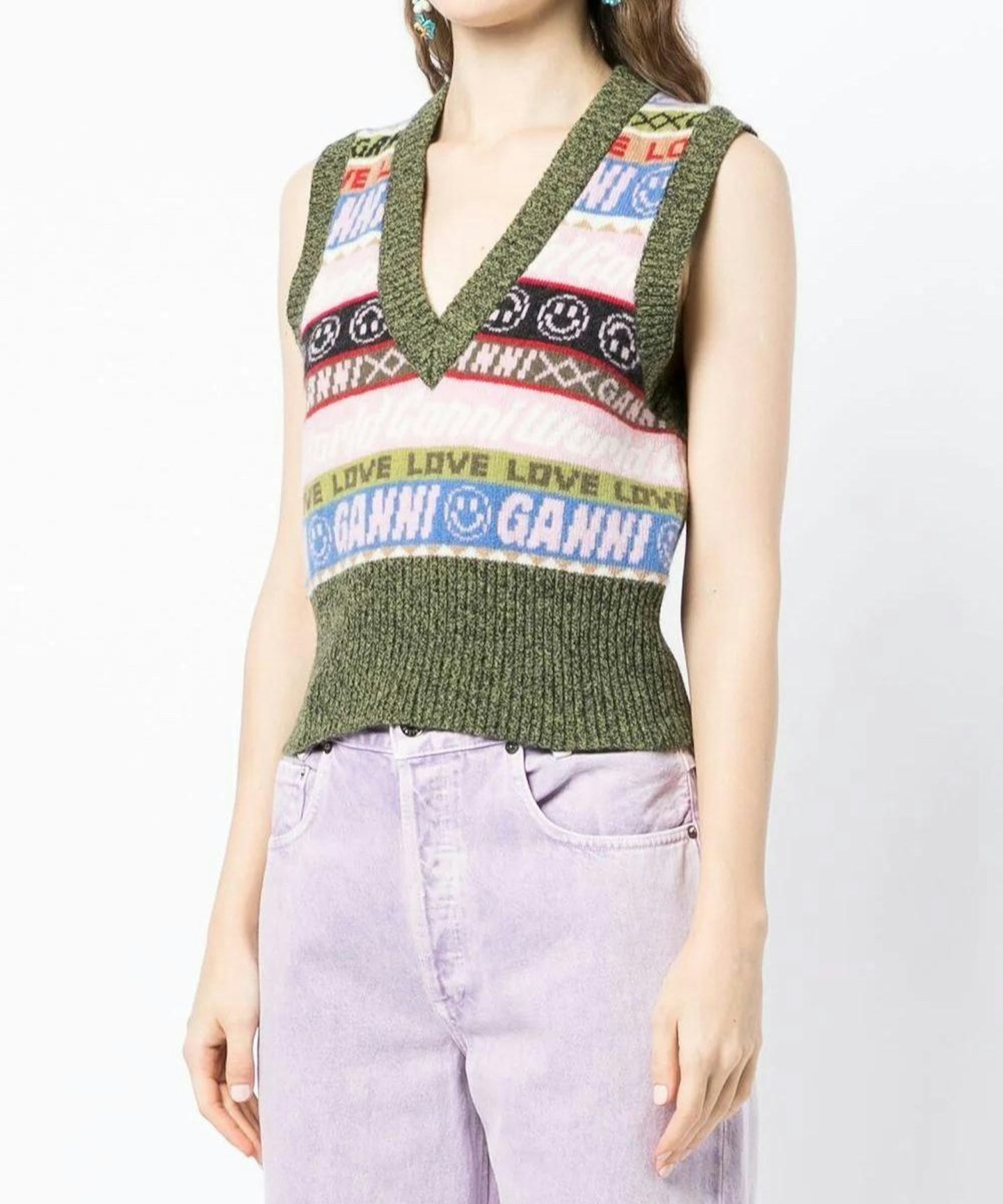 GANNI Graphic-Knit Vest Top