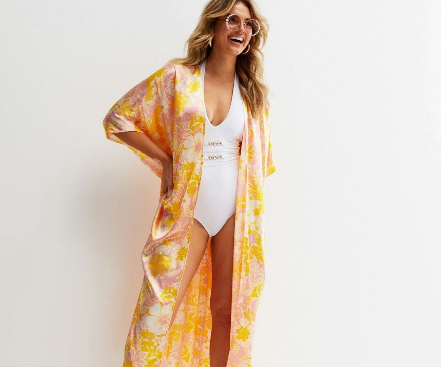 Summer Goddess Orange Paisley Satin Kimono