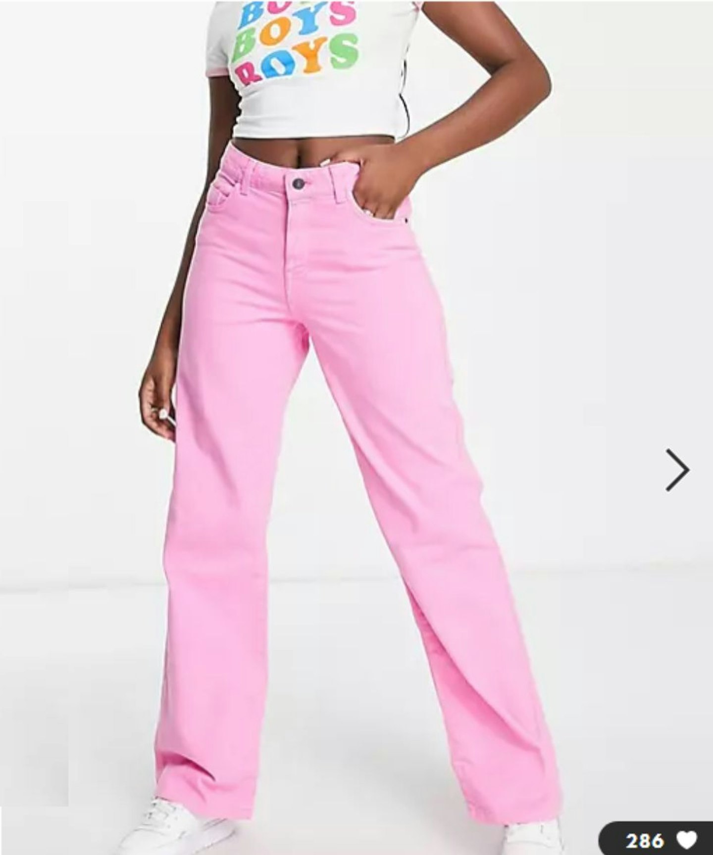 Noisy May Amanda Wide Leg Jean in Pink