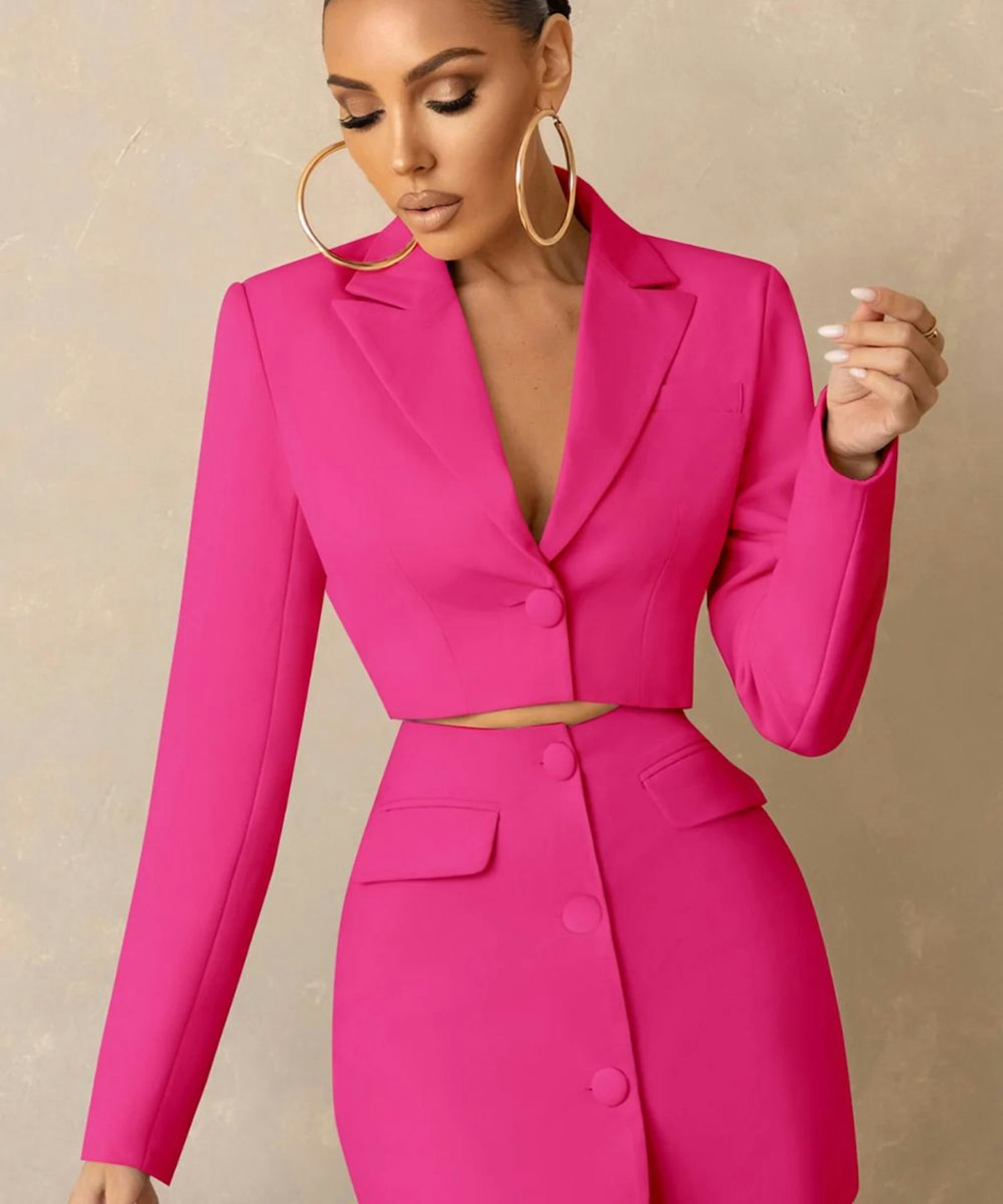 Investment Hot Pink Cropped Boxy Blazer