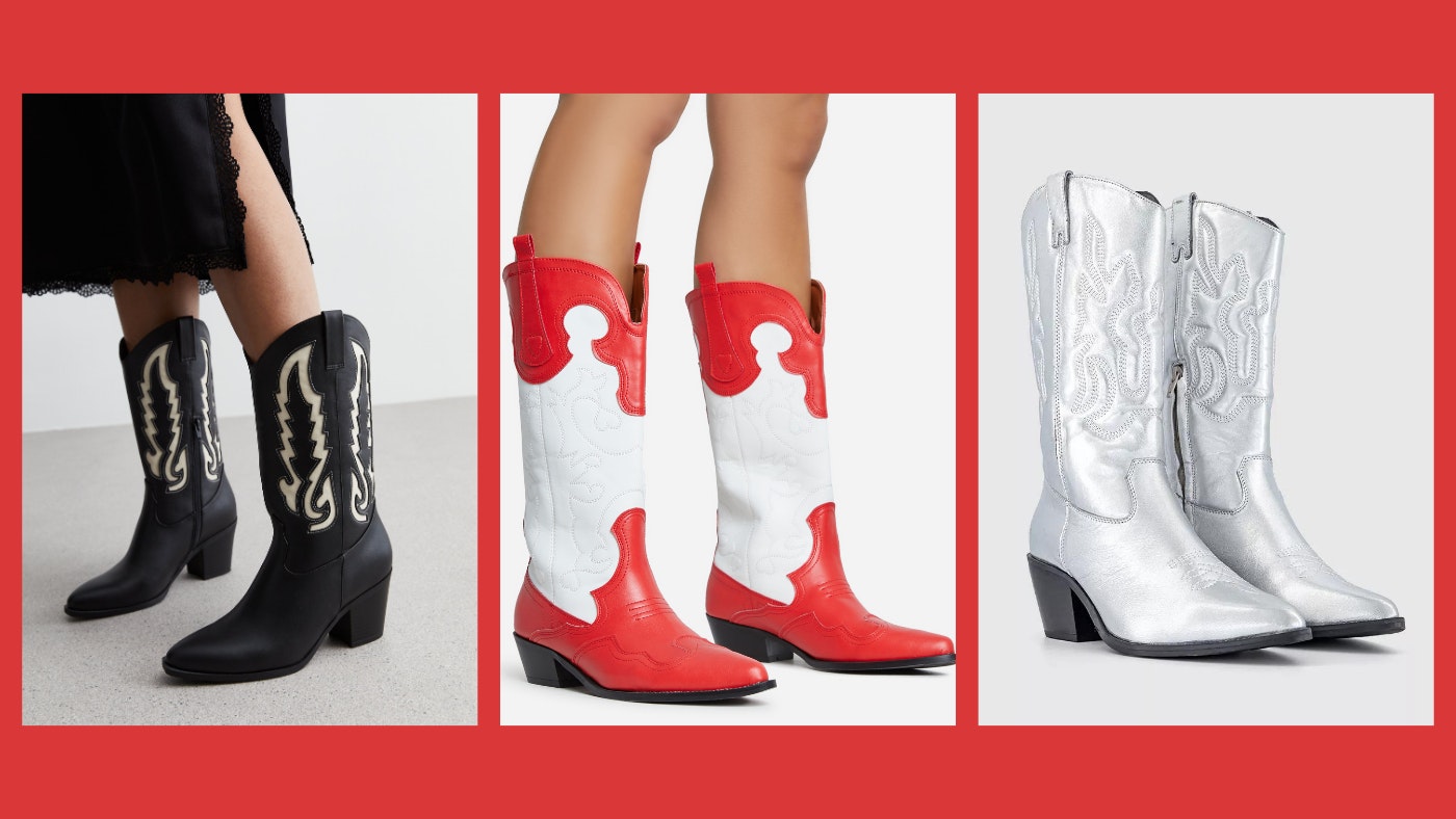 Mango red cowboy boots on sale