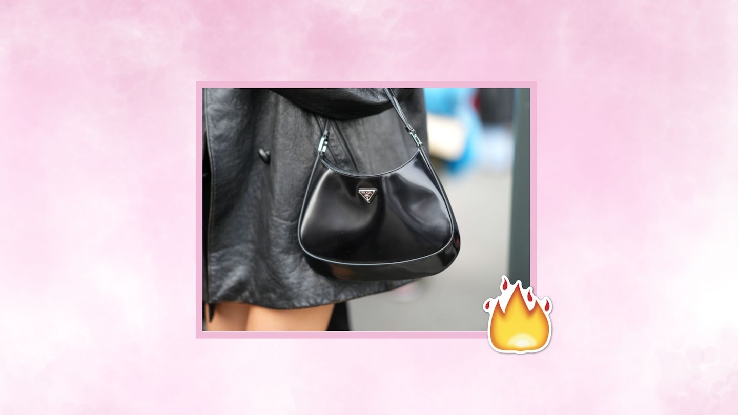 Shop Prada Cleo Brushed Leather Shoulder Bag with Flap
