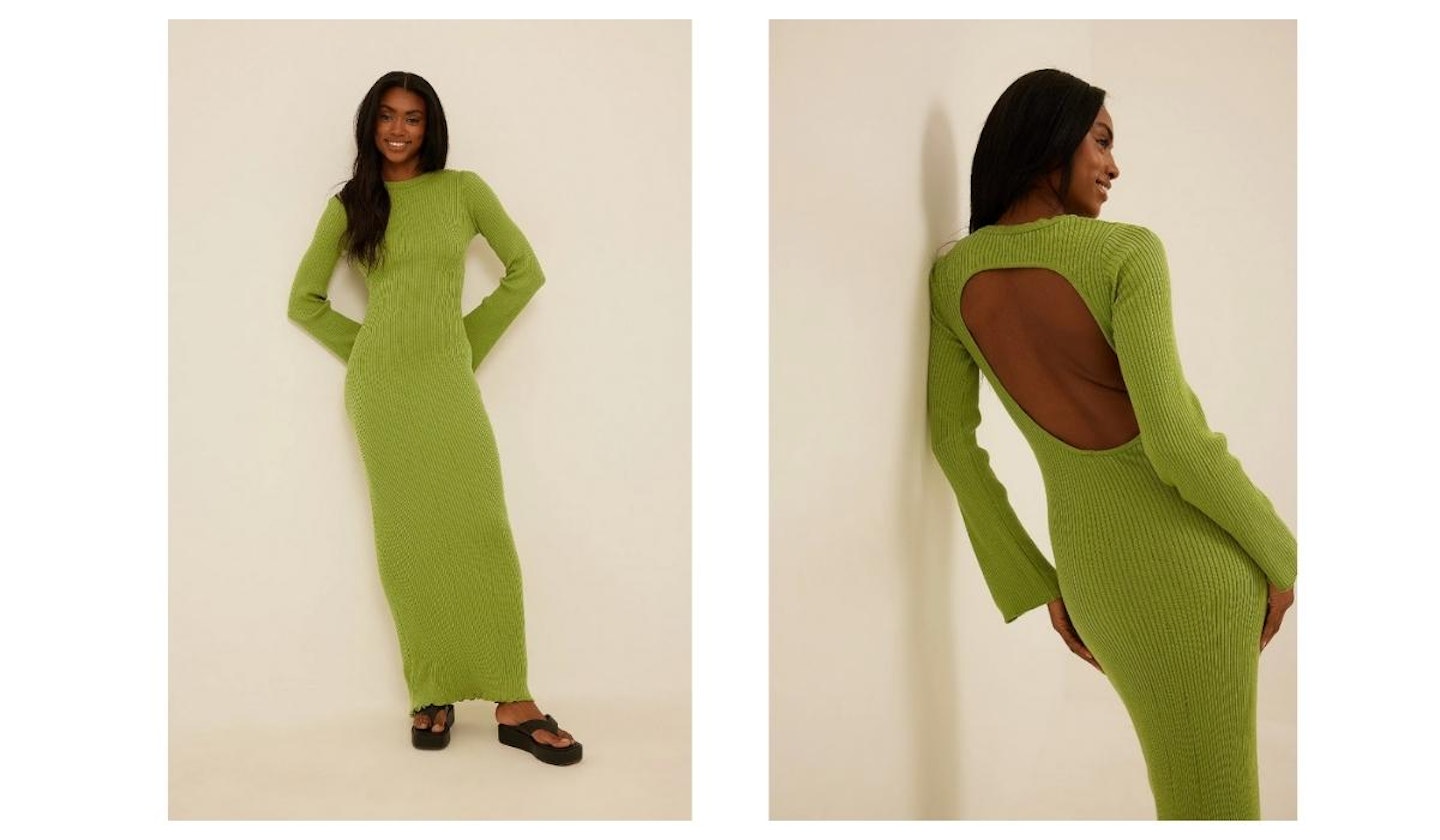 NAKD Open Back Knitted Maxi Dress